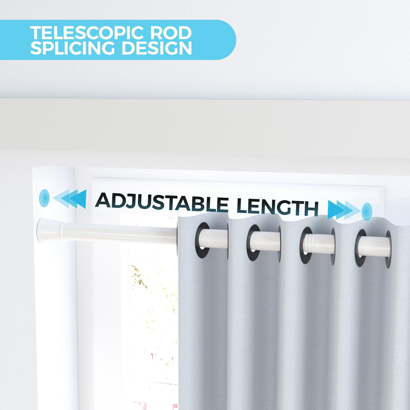 Zipglo Tension Rod Shower Tension Rod Spring Rod 33 To 59 Inches 2Pcs  Spring Curtain Rod White Tension Rod Expandable Curtain Rod Tension Curtain Tension Rods For Window  Wardrobe  Doorway  Kitchen