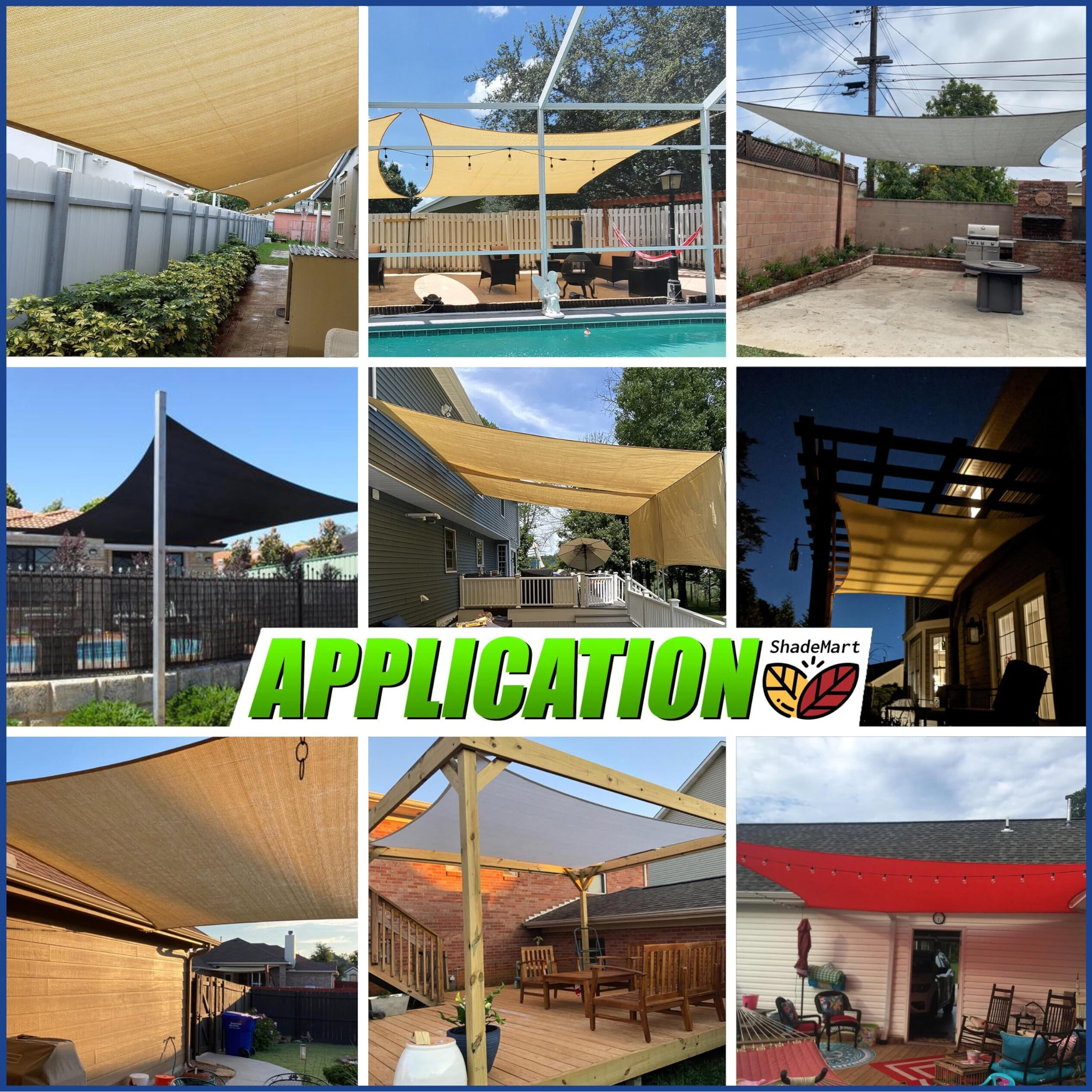 Shademart 12' X 24' White Sun Shade Sail Upf50 Rectangle Smtapr1416 Canopy Fabric Cloth Screen  Water And Air Permeable & Uv Resistant  Heavy Duty  Carport Patio Outdoor - We Customize Size