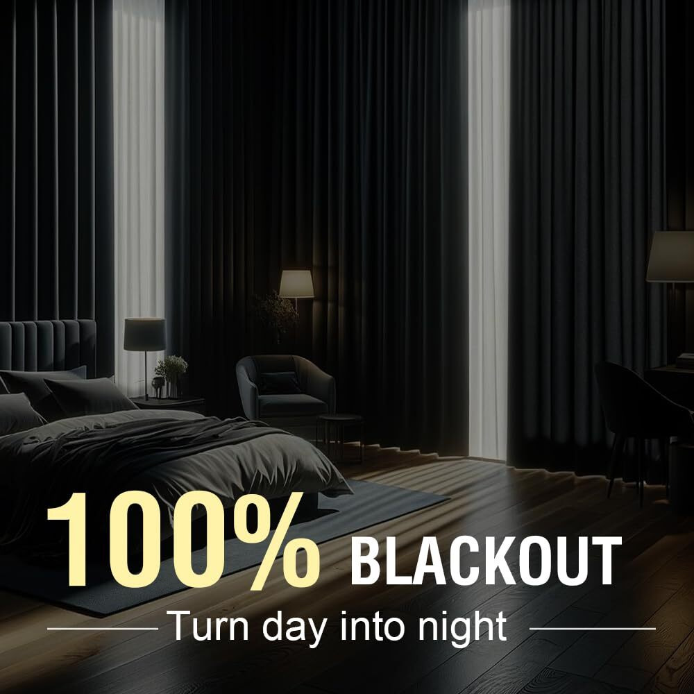 H.Versailtex Linen Blackout Curtains Durable Thick Textured Linen Look 100% Blackout Patio Door Curtain Anti Rust Grommet Extra Wide Sliding Door Curtain Panel  W100 X L84 Inch - Teal