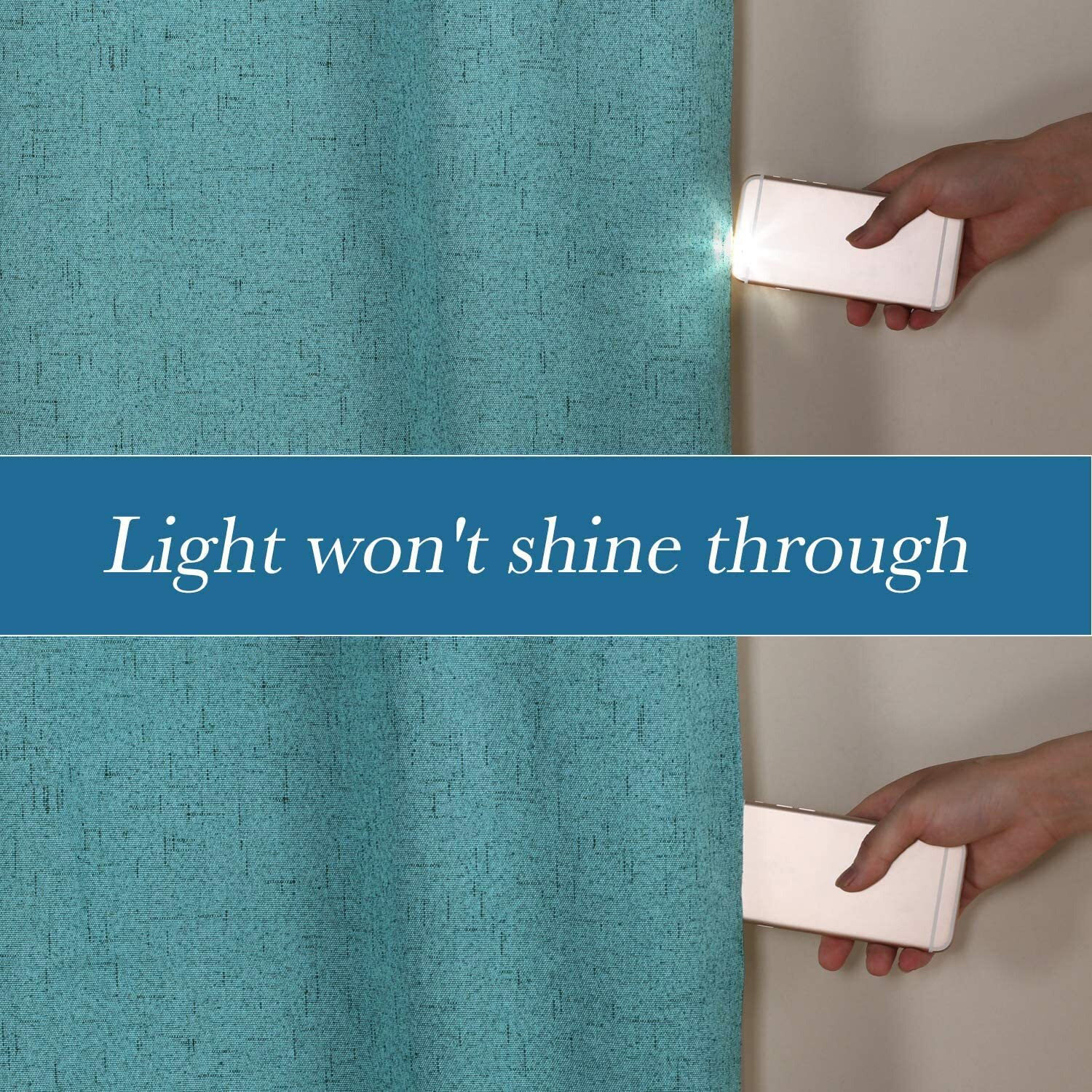 H.Versailtex Linen Blackout Curtains Durable Thick Textured Linen Look 100% Blackout Patio Door Curtain Anti Rust Grommet Extra Wide Sliding Door Curtain Panel  W100 X L84 Inch - Teal