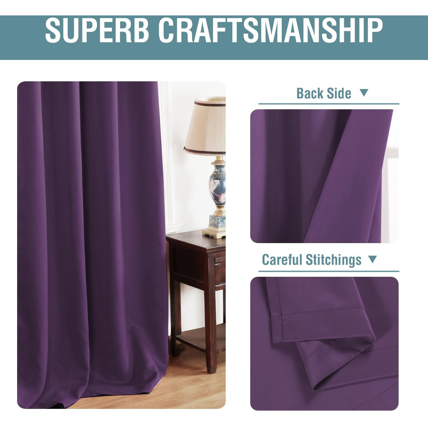 H.Versailtex Blackout Curtain For Living Room Thermal Insulated Window Treatment Curtain 54 Inch Length Energy Saving Solid Grommet Top Blackout Drape  One Panel  Plum Purple  52"" W X 54"" L