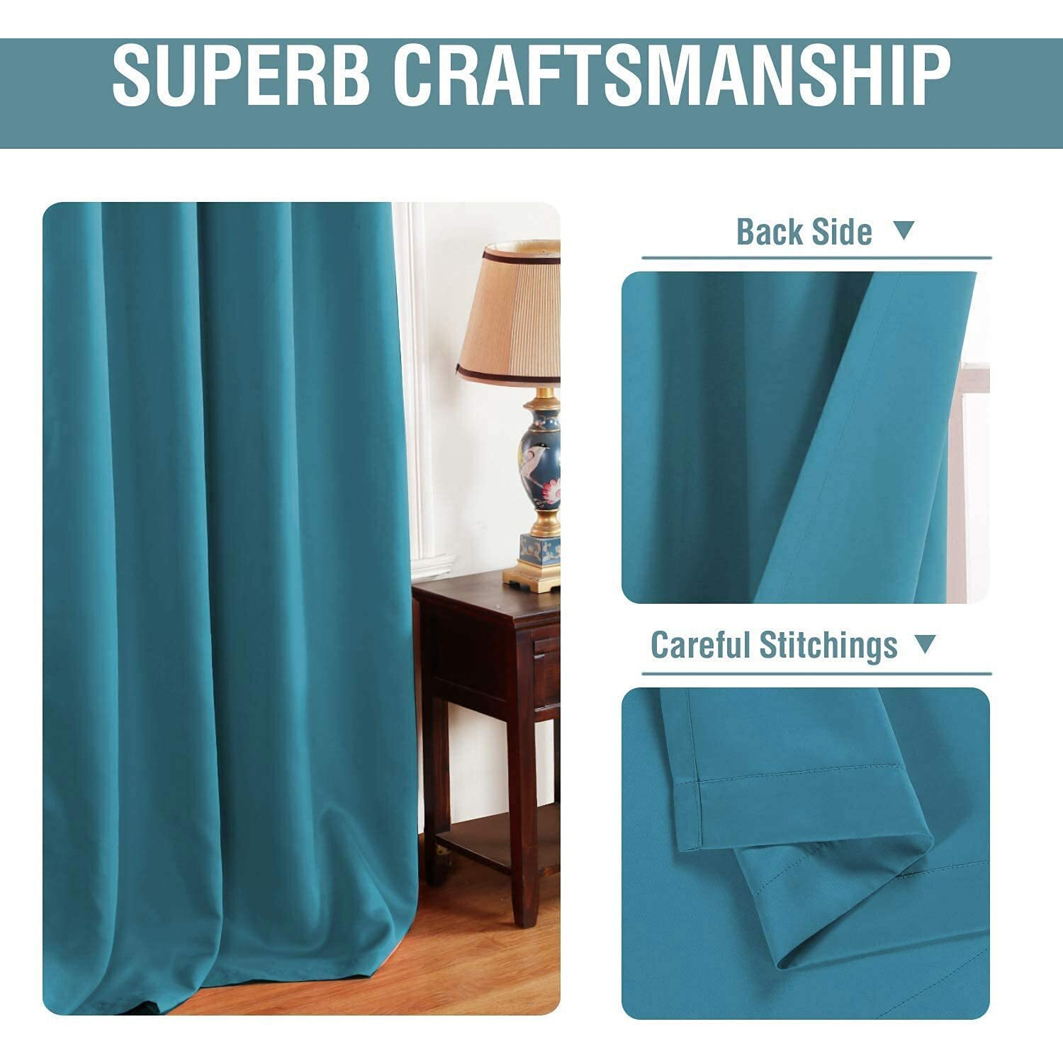 H.Versailtex Blackout Curtain For Living Room Thermal Insulated Window Treatment Curtain 54 Inch Length Energy Saving Solid Grommet Top Blackout Drape  One Panel  Turquoise Blue  52"" W X 54"" L
