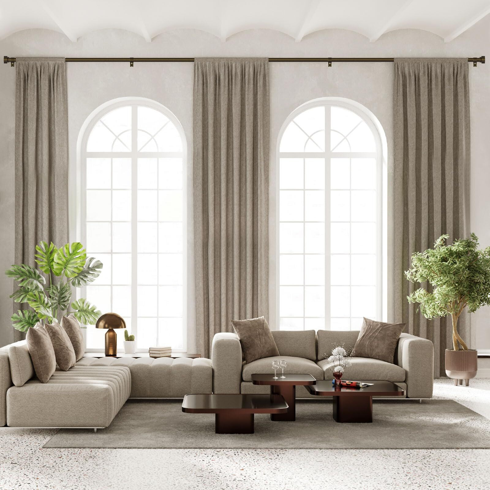 Extra Long Curtain Rods For Windows 32 To 240 Inch  1 Inch Gold Curtain Rod  Heavy Duty Curtain Rods For Patio  Farmhouse  Bedroom  Living Room  Adjustable Metal Curtain Rods (A1 Gold 32""-240"")