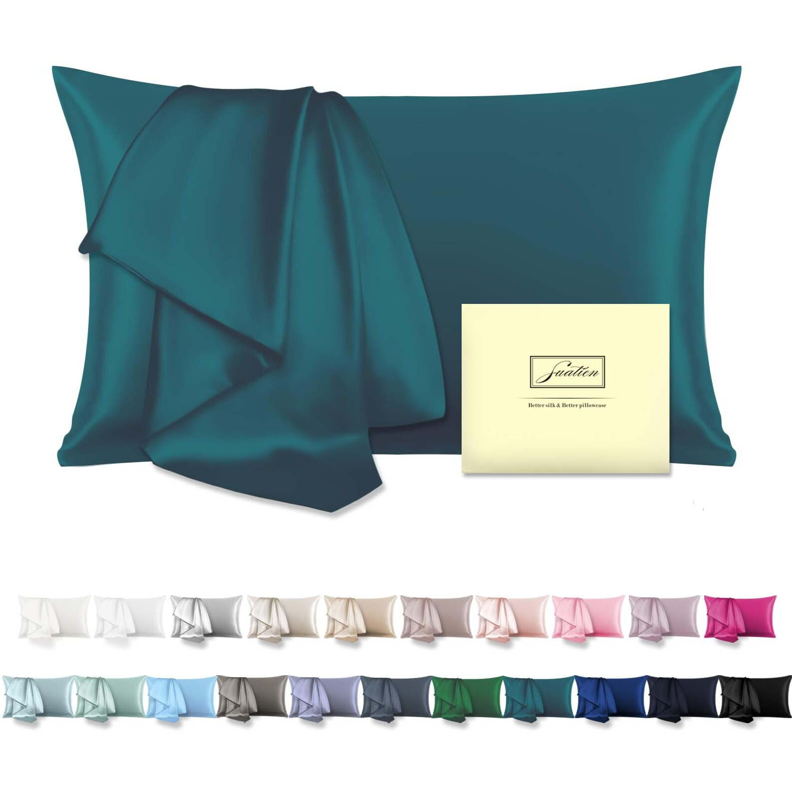 Mulberry Silk Pillow Cases Standard Size Silk Pillowcase With Zipper Soft Breathable Smooth Cooling Satin Silk Pillow Covers For Sleeping For Hair And Skin (Teal 20"&quotX 26"" 1Pcs)