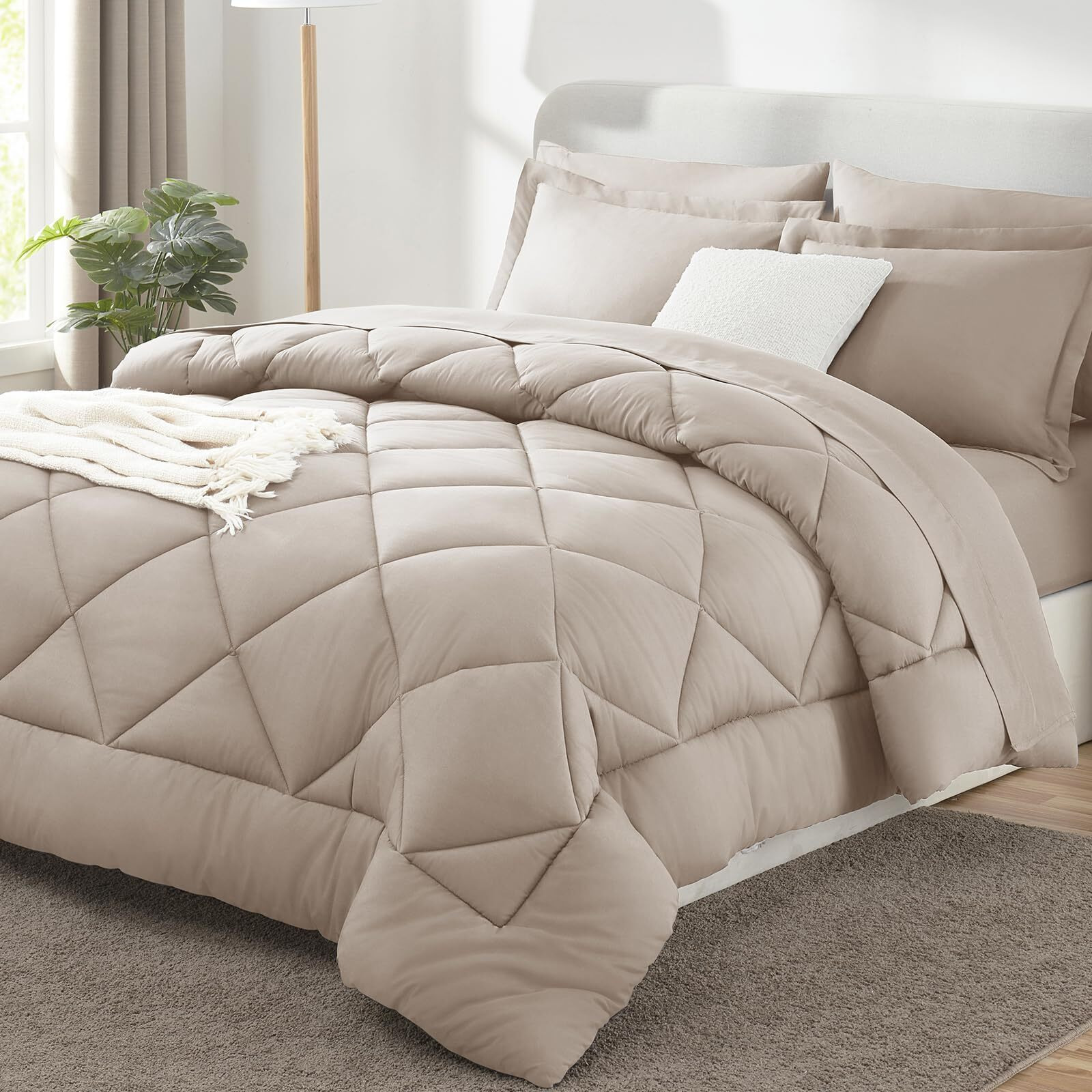 Cozylux Queen Comforter Set With Sheets 7 Pieces Bed In A Bag Linen All Season Bedding Sets With Comforter  Pillow Shams  Flat Sheet  Fitted Sheet And Pillowcases