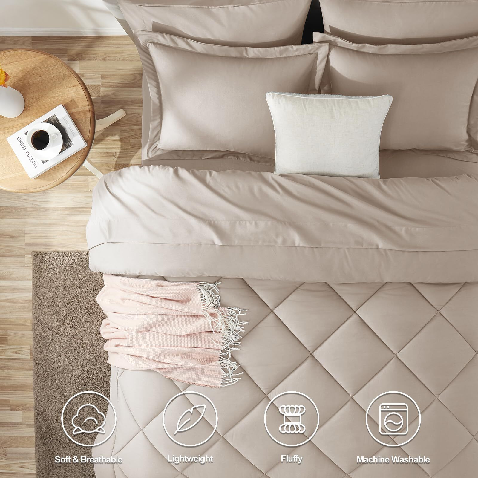 Cozylux Queen Comforter Set With Sheets 7 Pieces Bed In A Bag Linen All Season Bedding Sets With Comforter  Pillow Shams  Flat Sheet  Fitted Sheet And Pillowcases