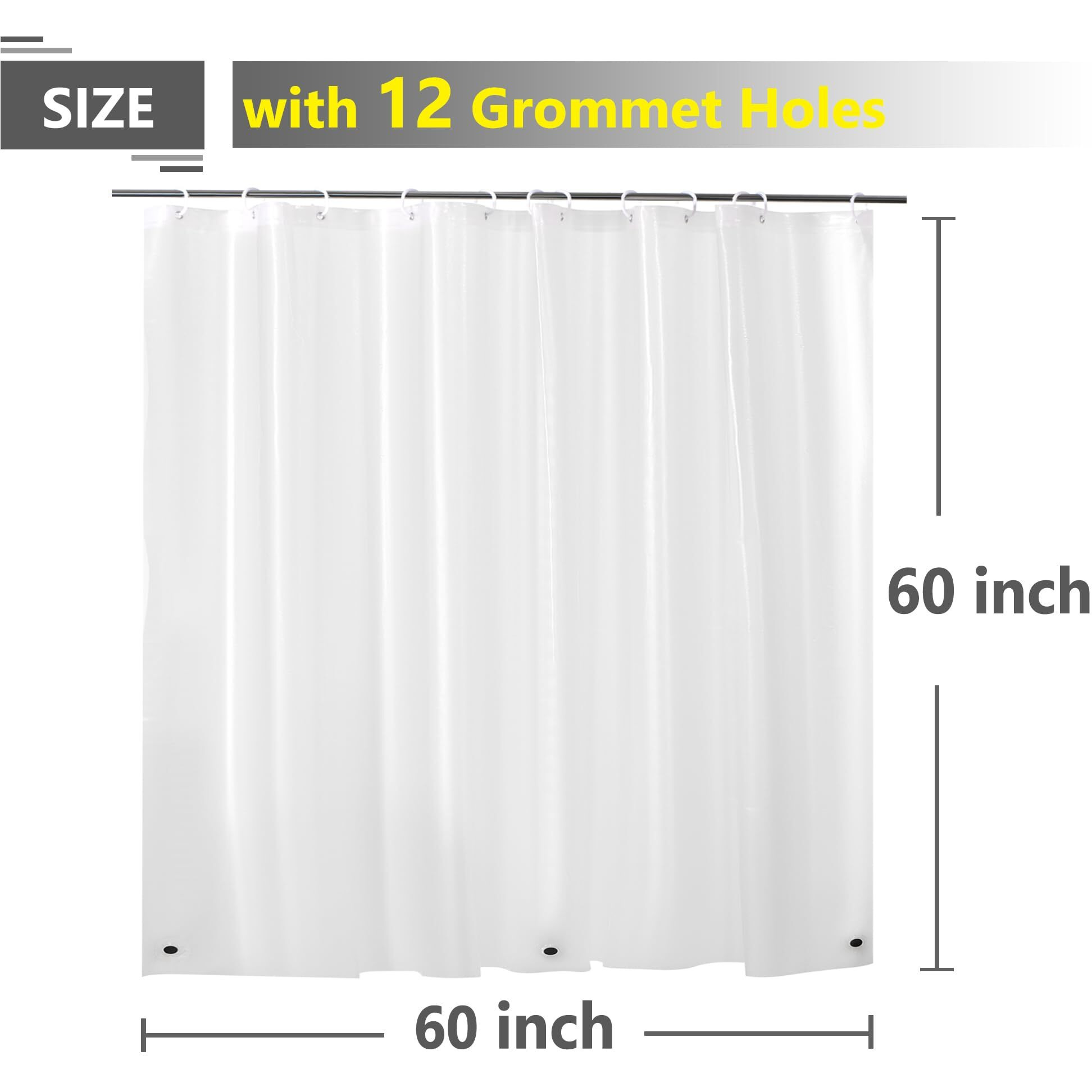 Absenk Waterproof Shower Curtain For Window Inside Shower  Plastic Bathroom Window Curtain Waterproof Heavy Duty Vinyl Peva With Hooks  Silky Frost  40X36