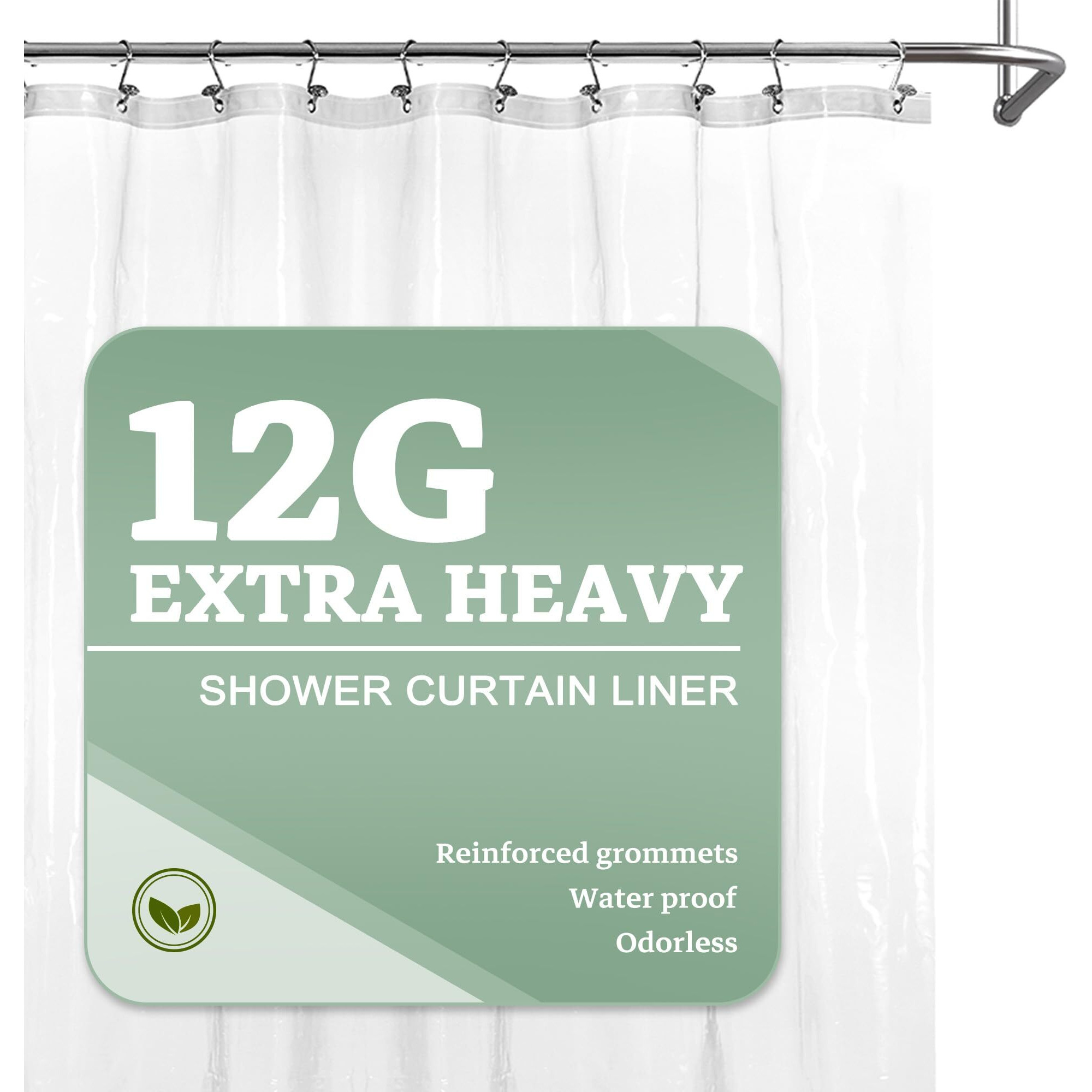 Barossa Design Extra Heavy Duty Shower Curtain Liner Thick - Soft Plastic Shower Liner Waterproof With Grommets & 3 Magnets  Clear  72"&quotX72""