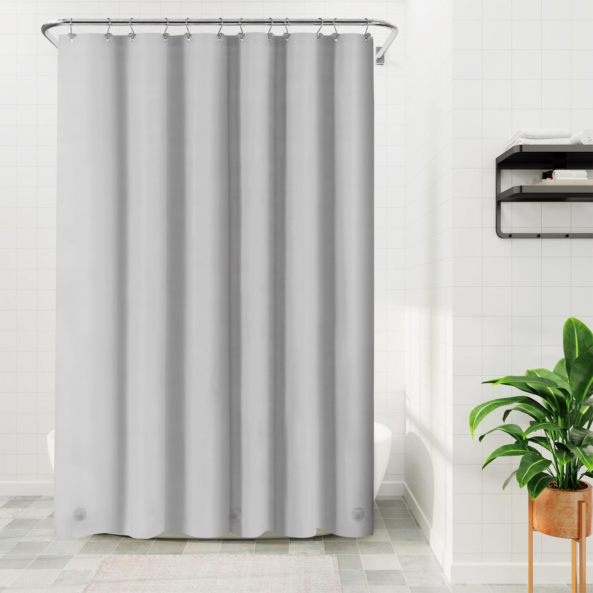 Barossa Design Gray Silver Long Shower Curtain Liner 78"" Height - 3 Magnets & Waterproof Lightweight Peva Shower Liner For Bath Tub  Pvc Free  Metal Grommets  Silver Gray  72X78