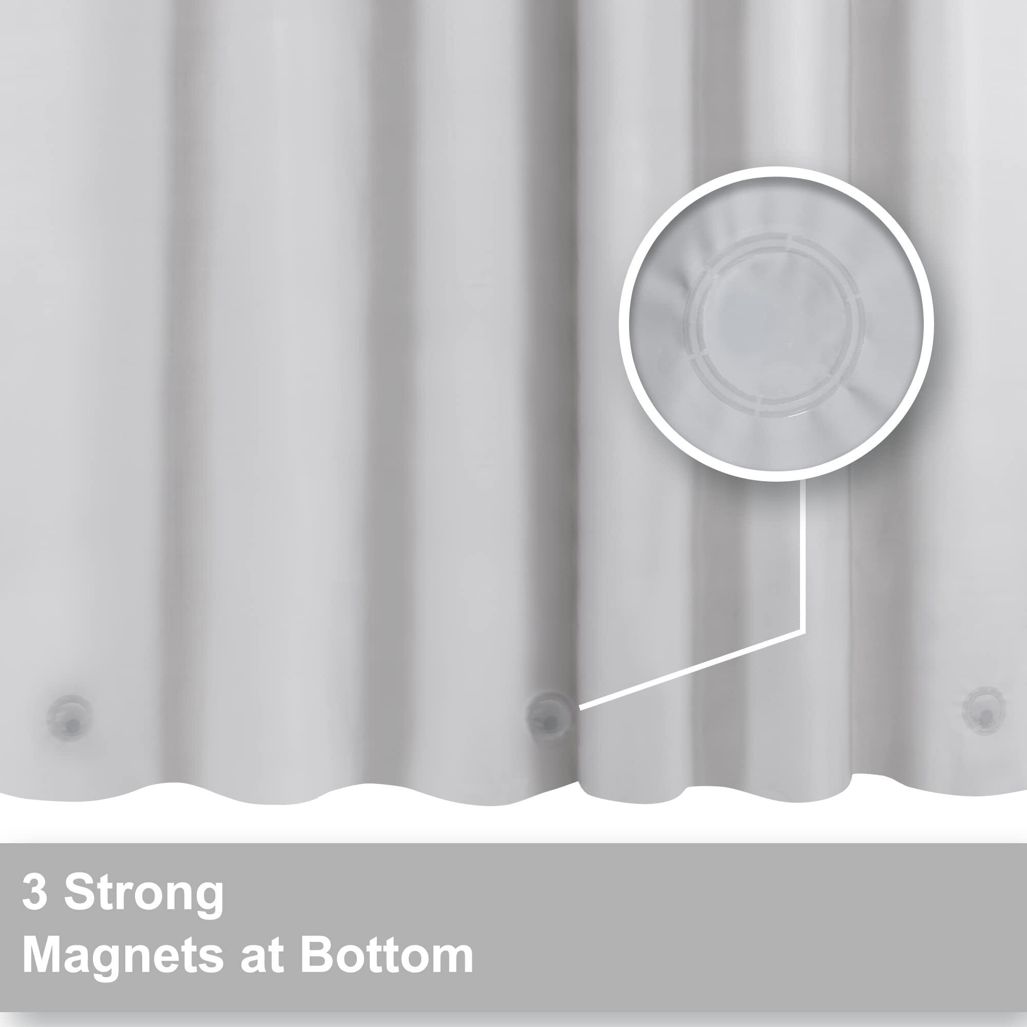 Barossa Design Gray Silver Long Shower Curtain Liner 78"" Height - 3 Magnets & Waterproof Lightweight Peva Shower Liner For Bath Tub  Pvc Free  Metal Grommets  Silver Gray  72X78