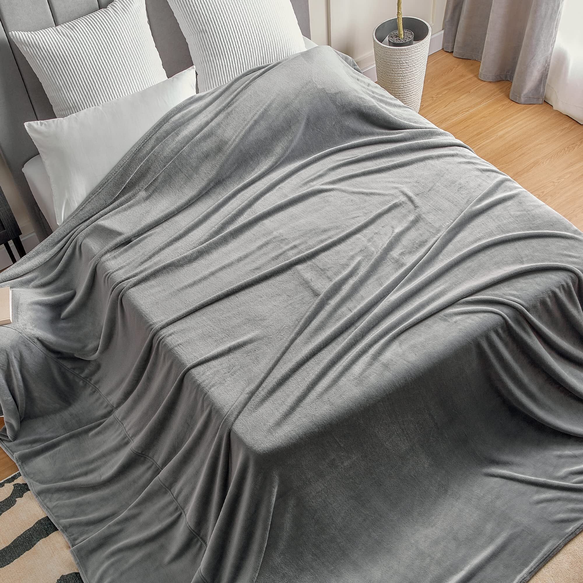 Bedelite Big Fleece Blanket 120"" X 120"" (10' X 10')  Super Soft Fluffy Fuzzy Oversized King Blanket For Bed  Couch  Sofa  Camping  Extra Large Blanket Fits Your Whole Family  Grey