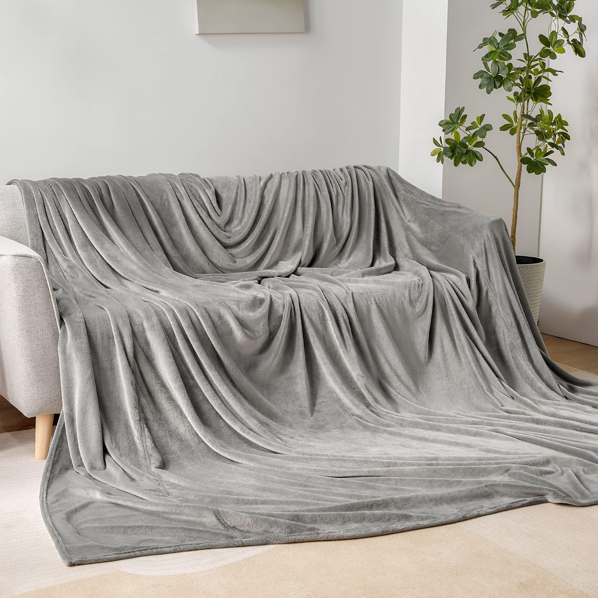 Bedelite Big Fleece Blanket 120"" X 120"" (10' X 10')  Super Soft Fluffy Fuzzy Oversized King Blanket For Bed  Couch  Sofa  Camping  Extra Large Blanket Fits Your Whole Family  Grey