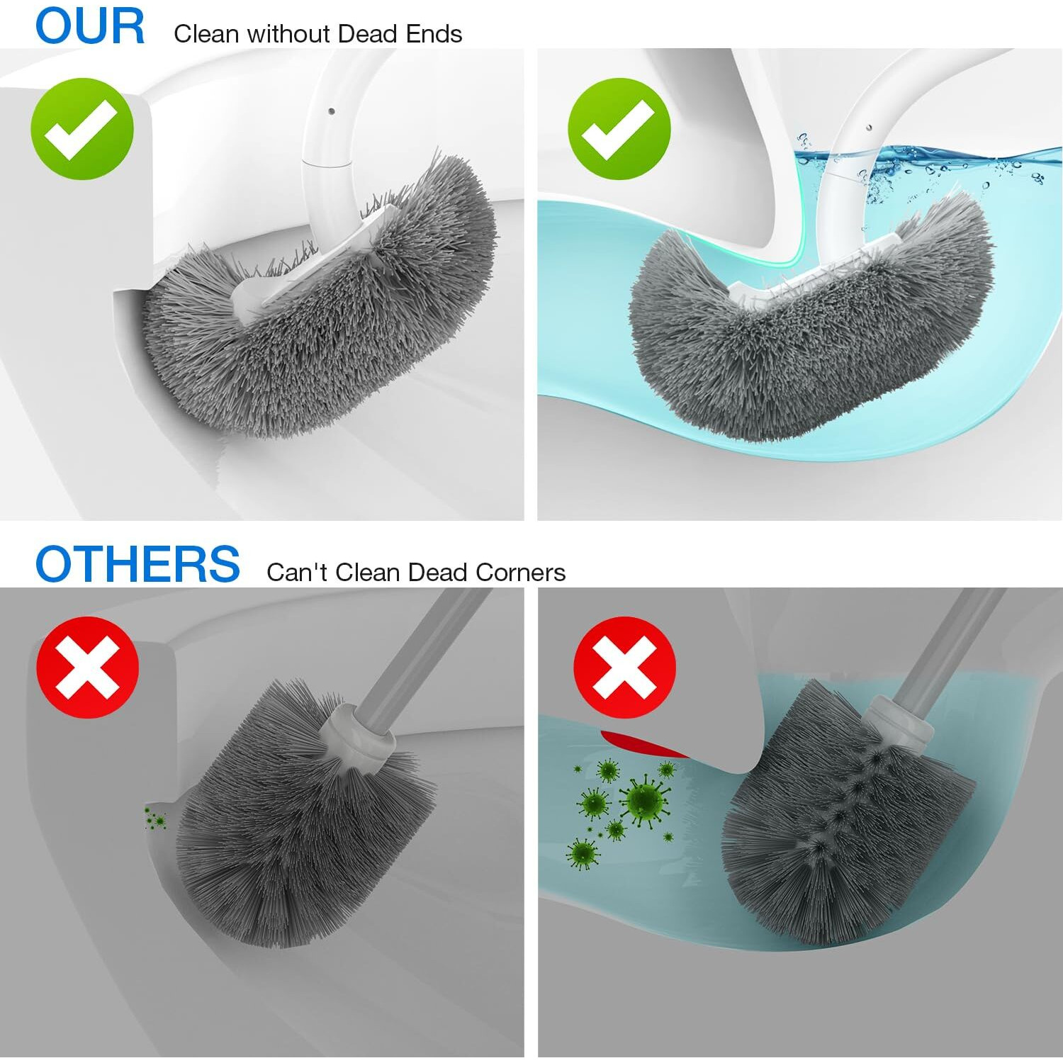 Toilet Bowl Brush And Holder  Oscioss Toilet Brush Set With Ergonomic Design  Compact Size  Durable Bristles  Rv Toilet Brushes & Holders For Dead Corner Clean  White