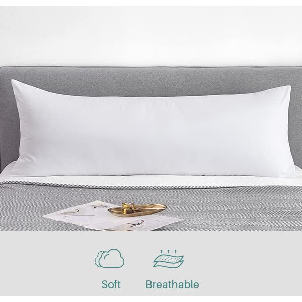 Oubonun 100% Cotton Body Pillowcase - 800 Thread Count/21X54  Moisture Absorbent And Breathable  Premium Hotel Body Pillow Cover For All Seasons  White