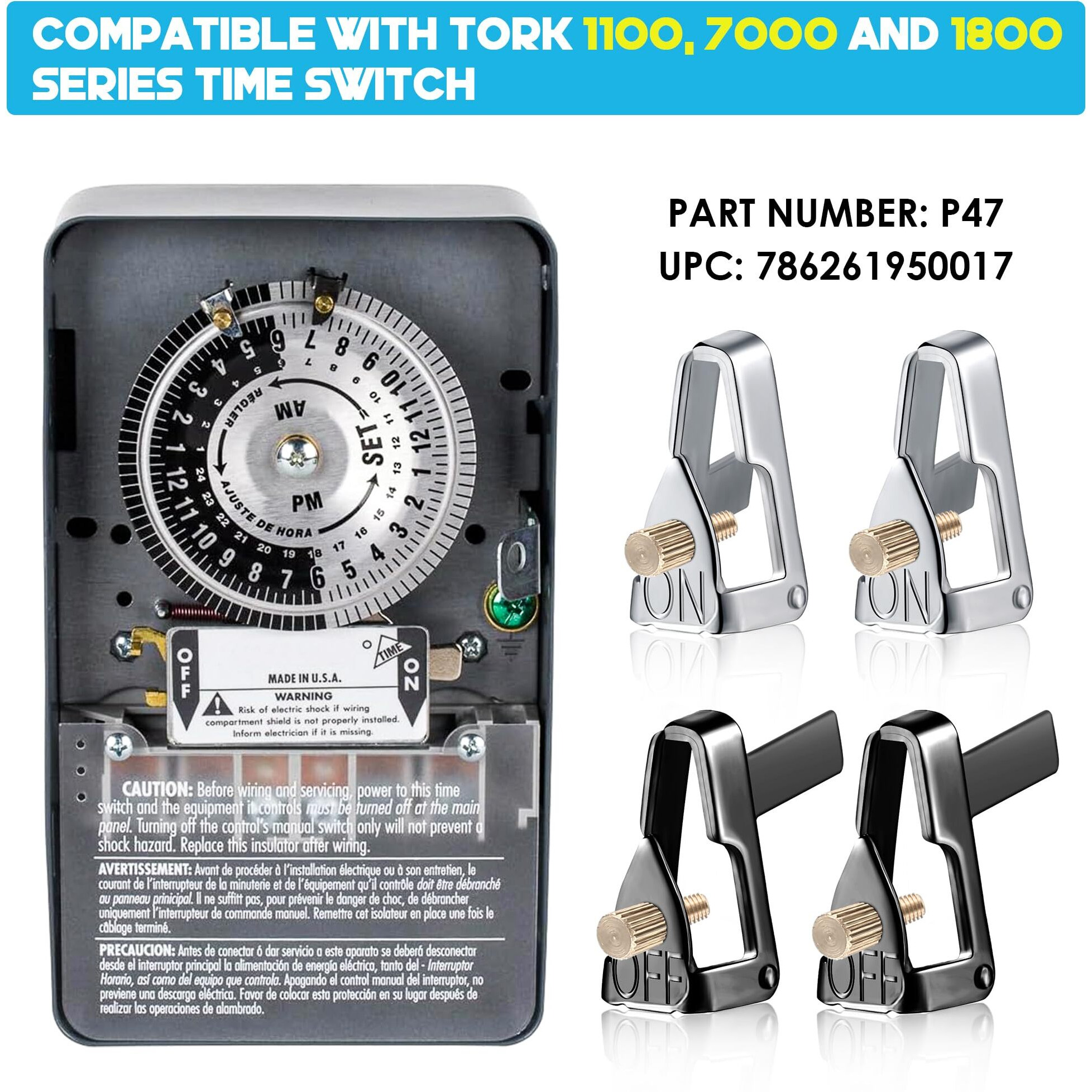 Dreyoo Time Switch Replacement Trippers Kit  Indoor Outdoor Mechanical Timer On Off Clips Compatible With Tork 1100/Tork 7000/Tork 1800 Series Time Switch (5 On /5 Off /10 Screws)