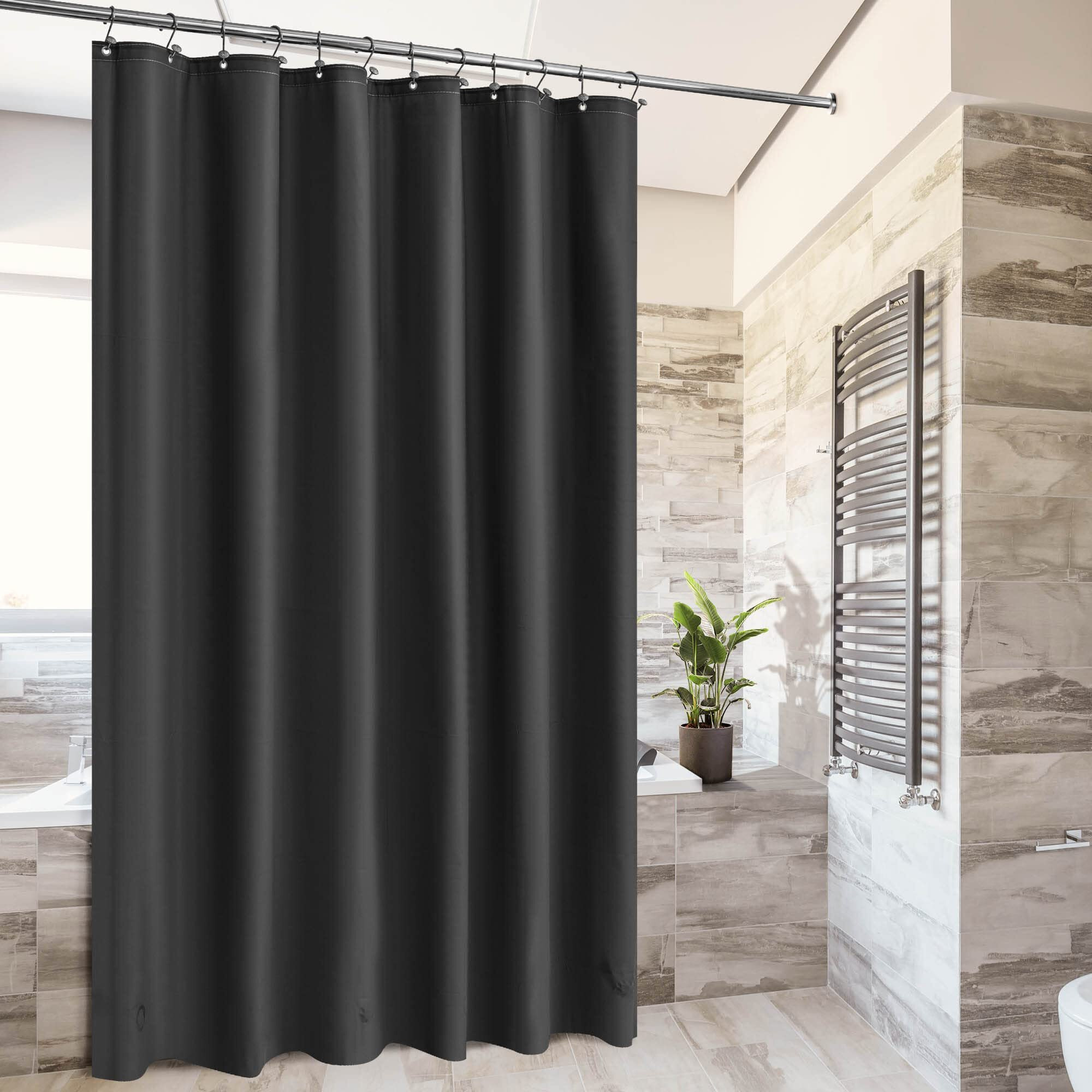 Barossa Design Black Shower Curtain Liner - Premium Peva Plastic Black Shower Curtain For Bathroom  Lightweight Standard Size Shower Curtain With 3 Magnets  Metal Grommets - Black