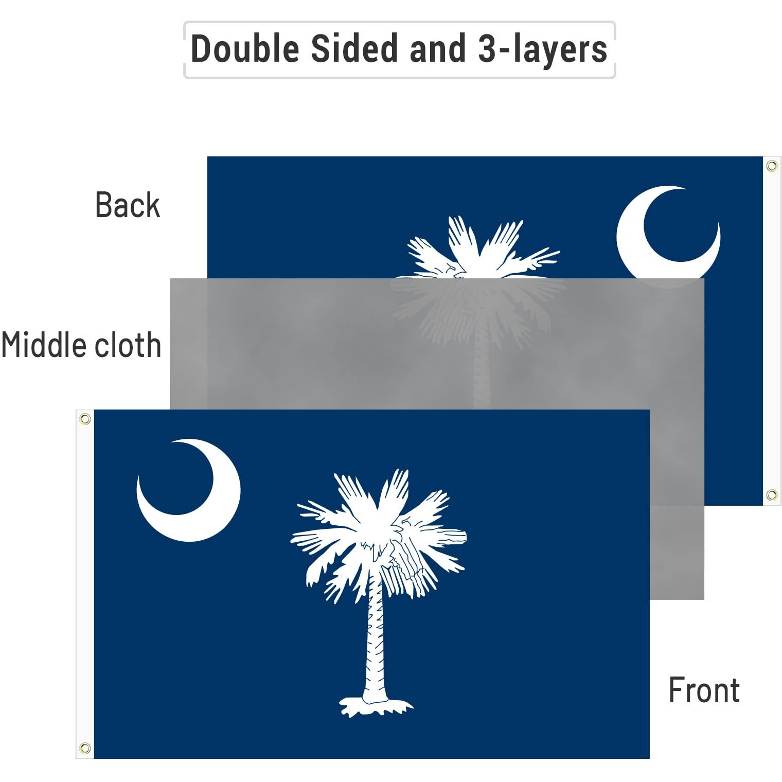 Amzflag South Carolina Flag 3X5 Feet Made In Usa  Heavy Duty 3 Ply Sc South Carolina State Flags  Thick Material Palmetto State Flags With 2 Brass Grommets
