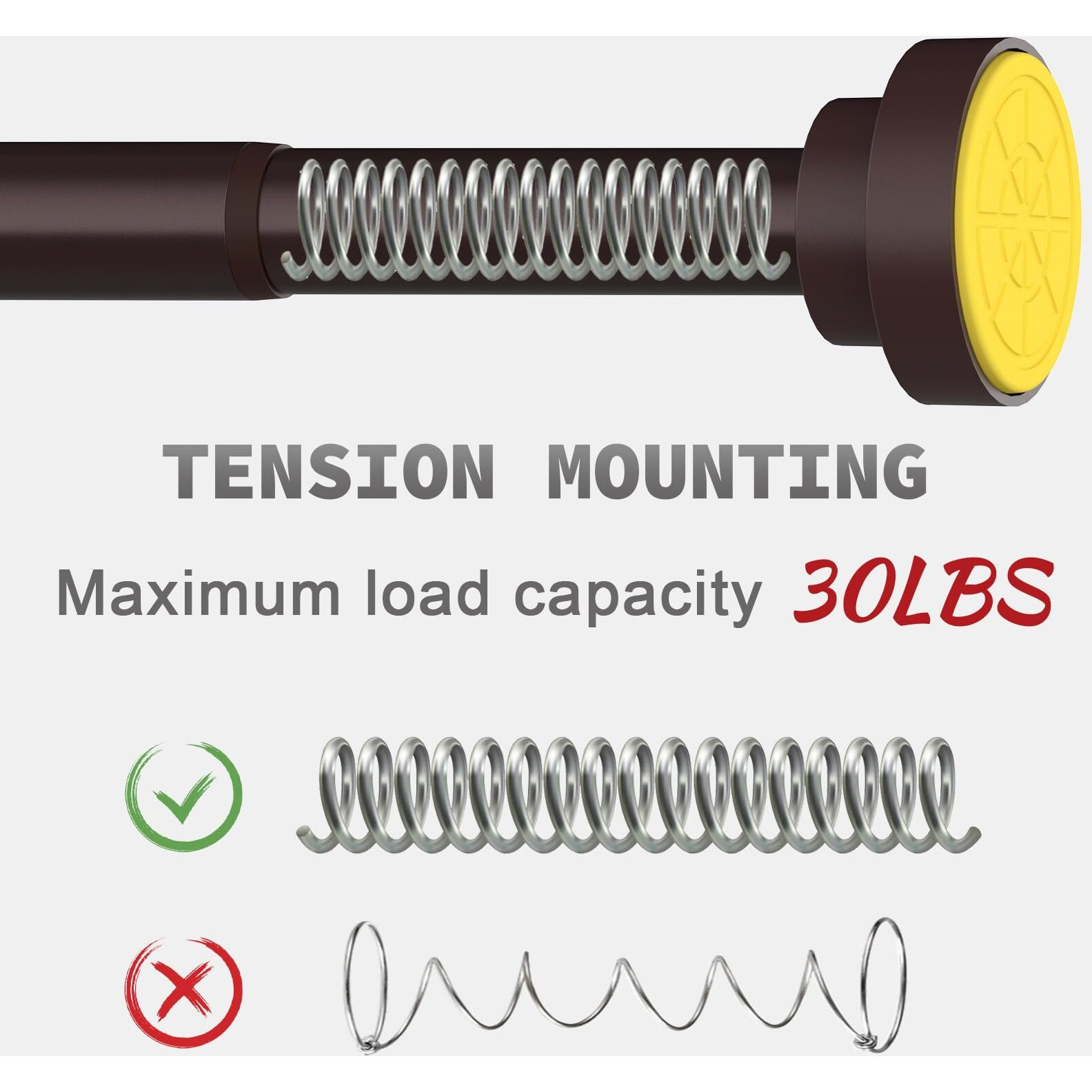 Thestoa Brown Shower Curtain Rod Adjustable 43-78 Inch  1"&quotDiameter Spring Tension Curtain Rod No Drill  Anti-Rust Non-Slip Shower Rod For Bathroom Tension Rod