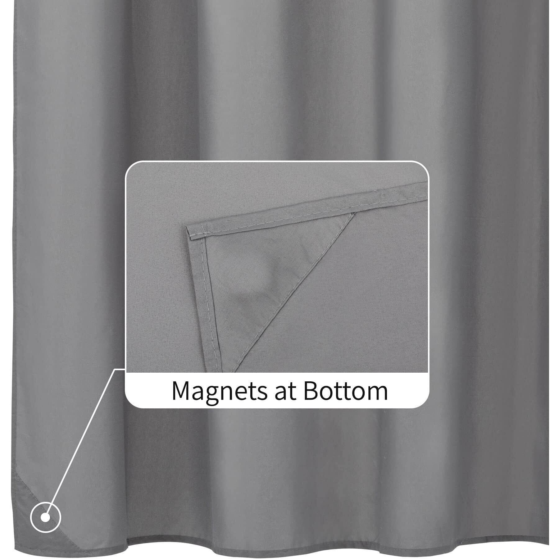 Alyvia Spring Stall Fabric Shower Curtain Liner Waterproof - 54"" X 78""  Soft & Lightweight Long Stall Size Shower Curtain With Magnets  Machine Washable - 54X78  Grey