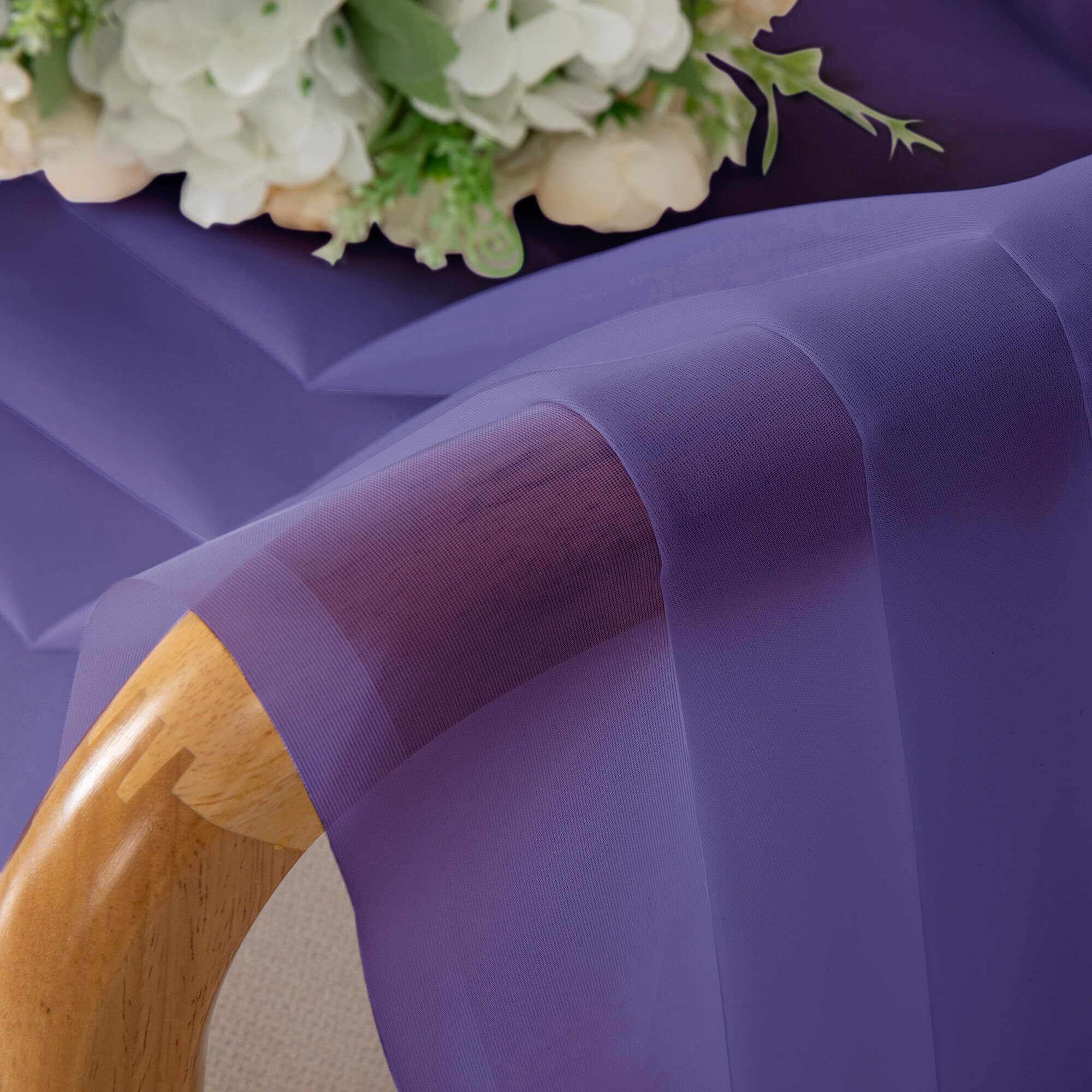 Chyhomenyc Purple Sheer Curtains 54 Inch Long 2 Panels  Light Filtering Rod Pocket Voile Short Curtains Drapes For Living Room Bedroom Small Windows  42Wx45L Inches