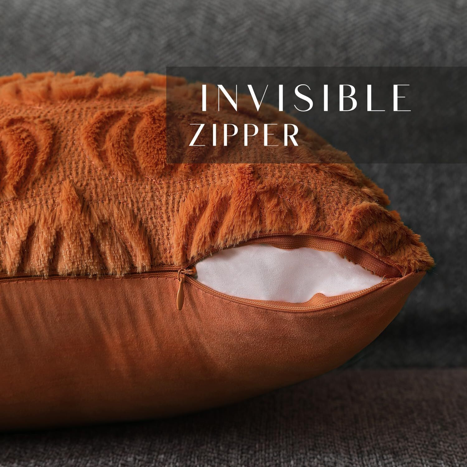 Dfxsz Fall Pillow Covers 18X18 Set Of 2 Fall Decorations Autumn Rust Pumpkin Throw Pillow Cases Soft Plush Faux Fur Wool Couch Cushion Case For Chair Sofa Bedroom Living Room Home Decor Ptk02A18