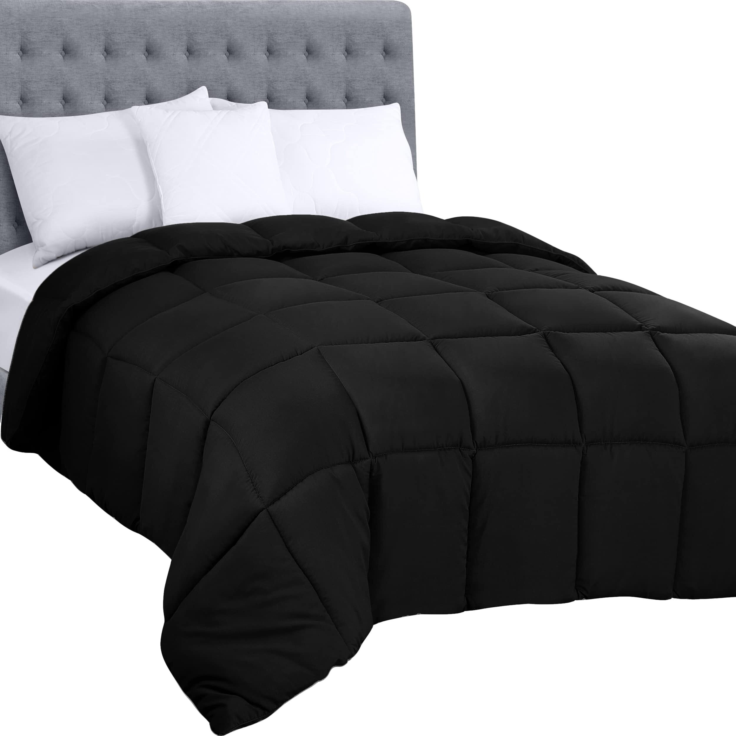 Utopia Bedding Comforters Queen Size  All Season Duvet Insert  Down Alternative Box Stitched Bed Comforter With Corner Tabs  Machine Washable (Black)