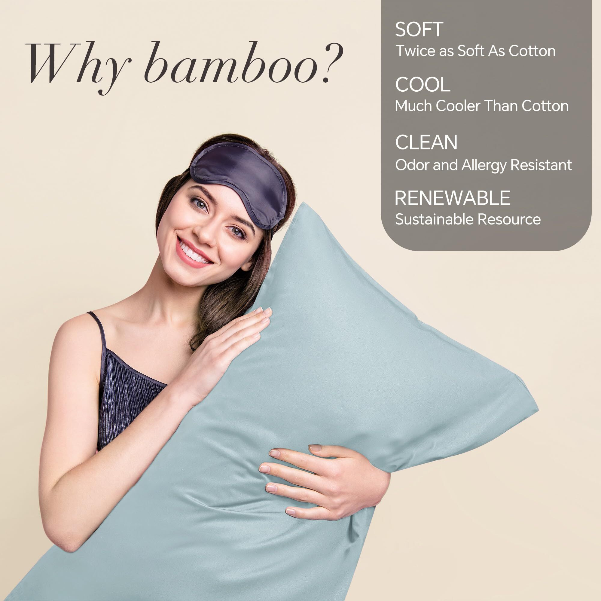 Bedelite Body Pillow Cover  Rayon Made From Bamboo  Cooling Body Pillow Case Cover For Hot Sleepers And Night Sweats  Breathable & Silky Soft Full Long Pillow Case (Haze Blue  20X54 Inches)