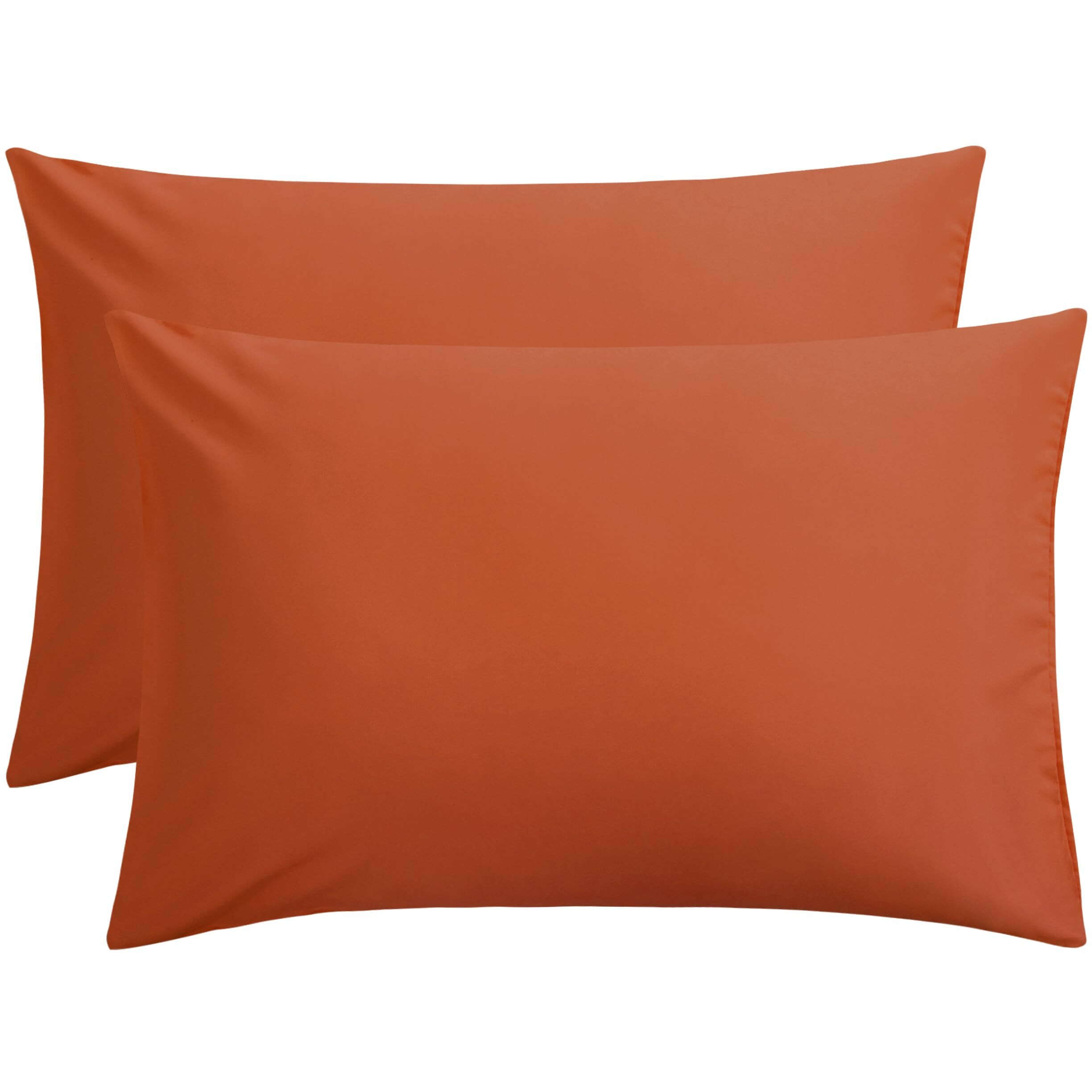 Flxxie Microfiber Pillow Cases Queen Size Set Of 2  Soft Pillowcases With Envelope Closure  Wrinkle Resistant Pillow Covers  20X30  Burnt Orange