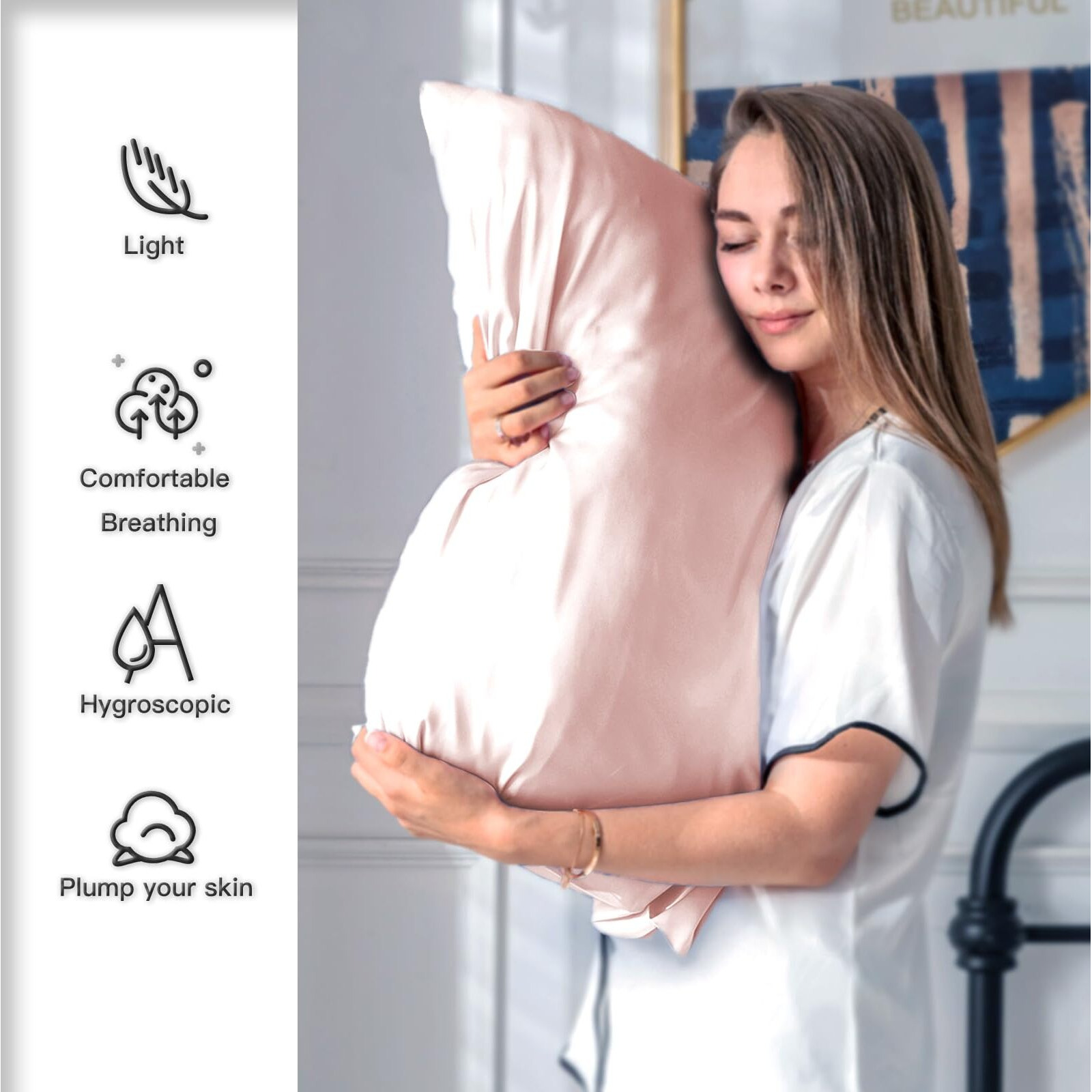 Mulberry Silk Pillow Cases For Hair And Skin Queen Size Silk Pillowcase With Zipper Soft Breathable Smooth Cooling Satin Silk Pillow Covers For Sleeping (Coral 20"&quotX 30"" 1Pcs)