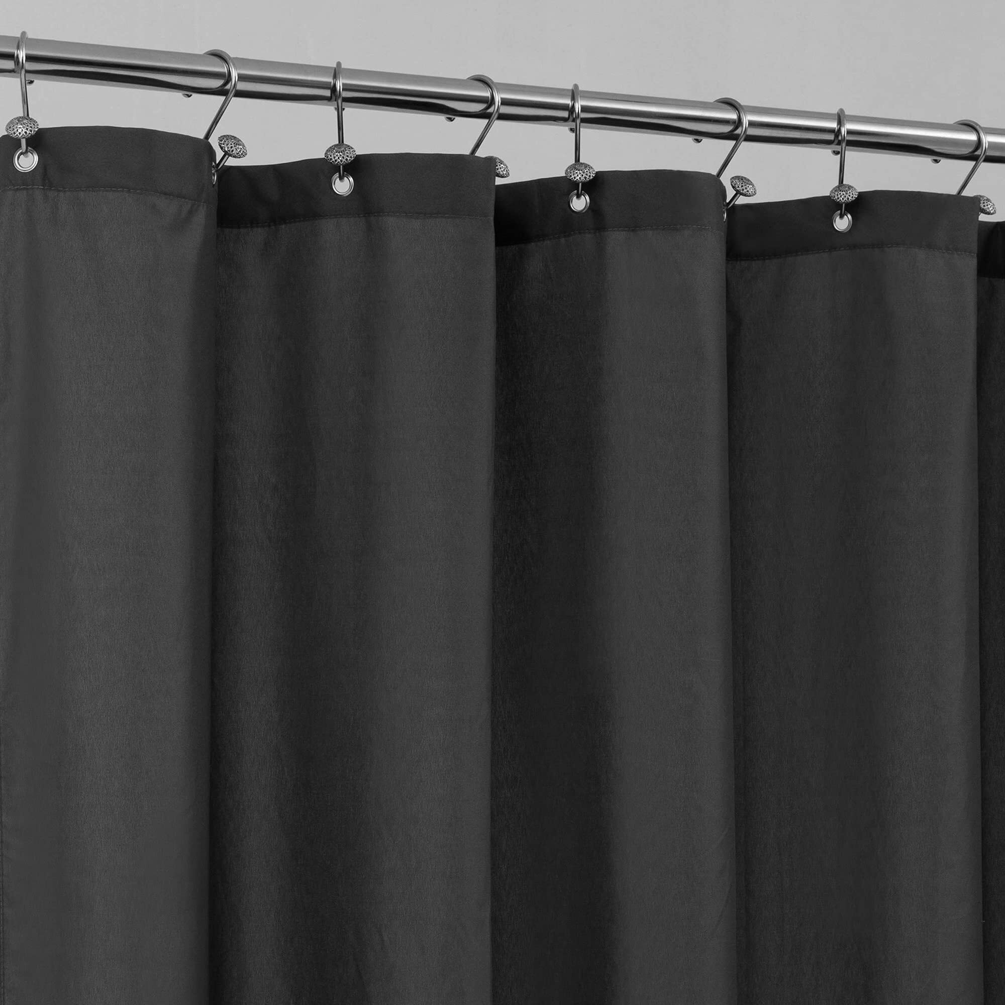 Alyvia Spring Long Fabric Shower Curtain Liner Waterproof - 72"" X 78""  Soft & Lightweight Long Shower Curtain With 3 Magnets  Machine Washable - 72X78  Black
