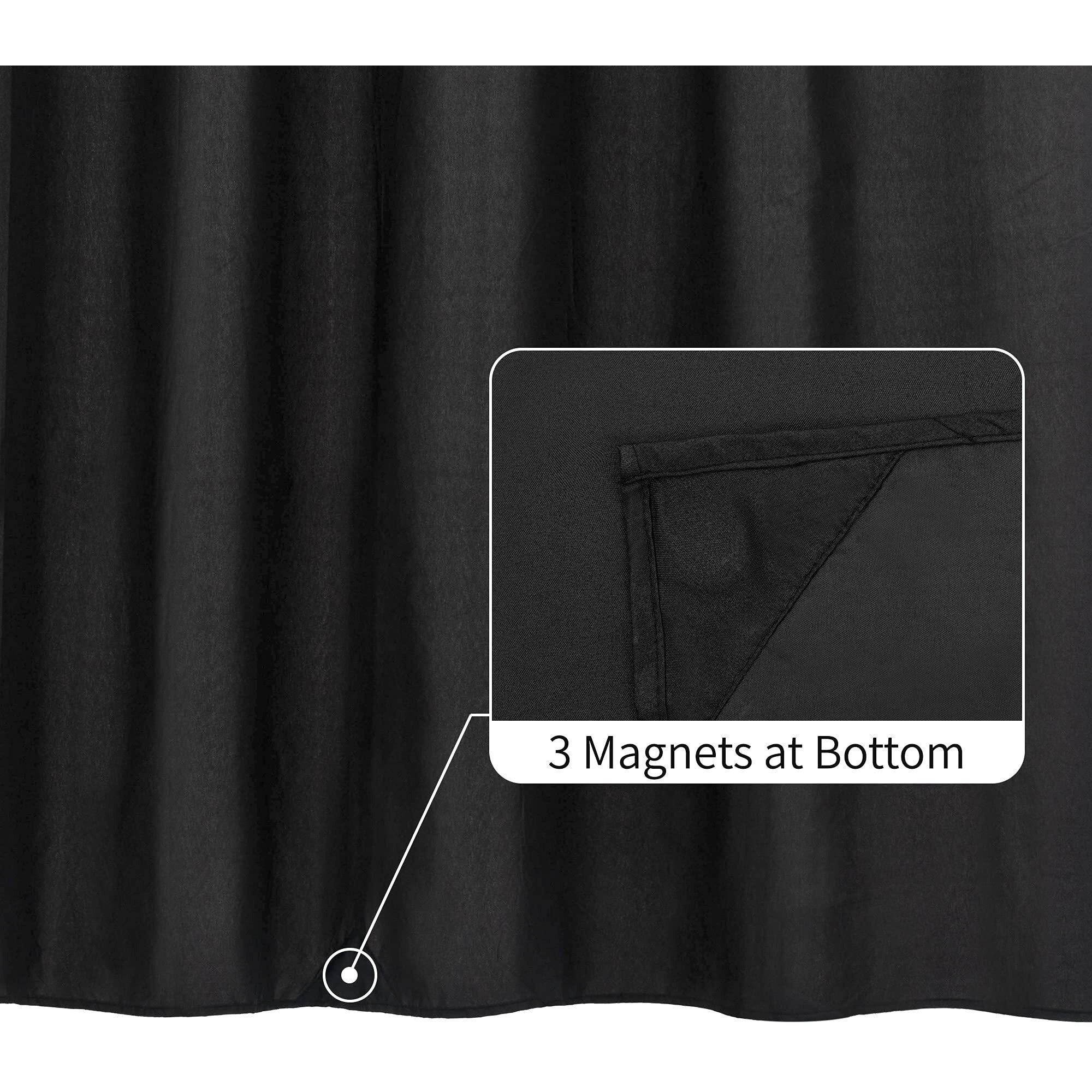 Alyvia Spring Long Fabric Shower Curtain Liner Waterproof - 72"" X 78""  Soft & Lightweight Long Shower Curtain With 3 Magnets  Machine Washable - 72X78  Black