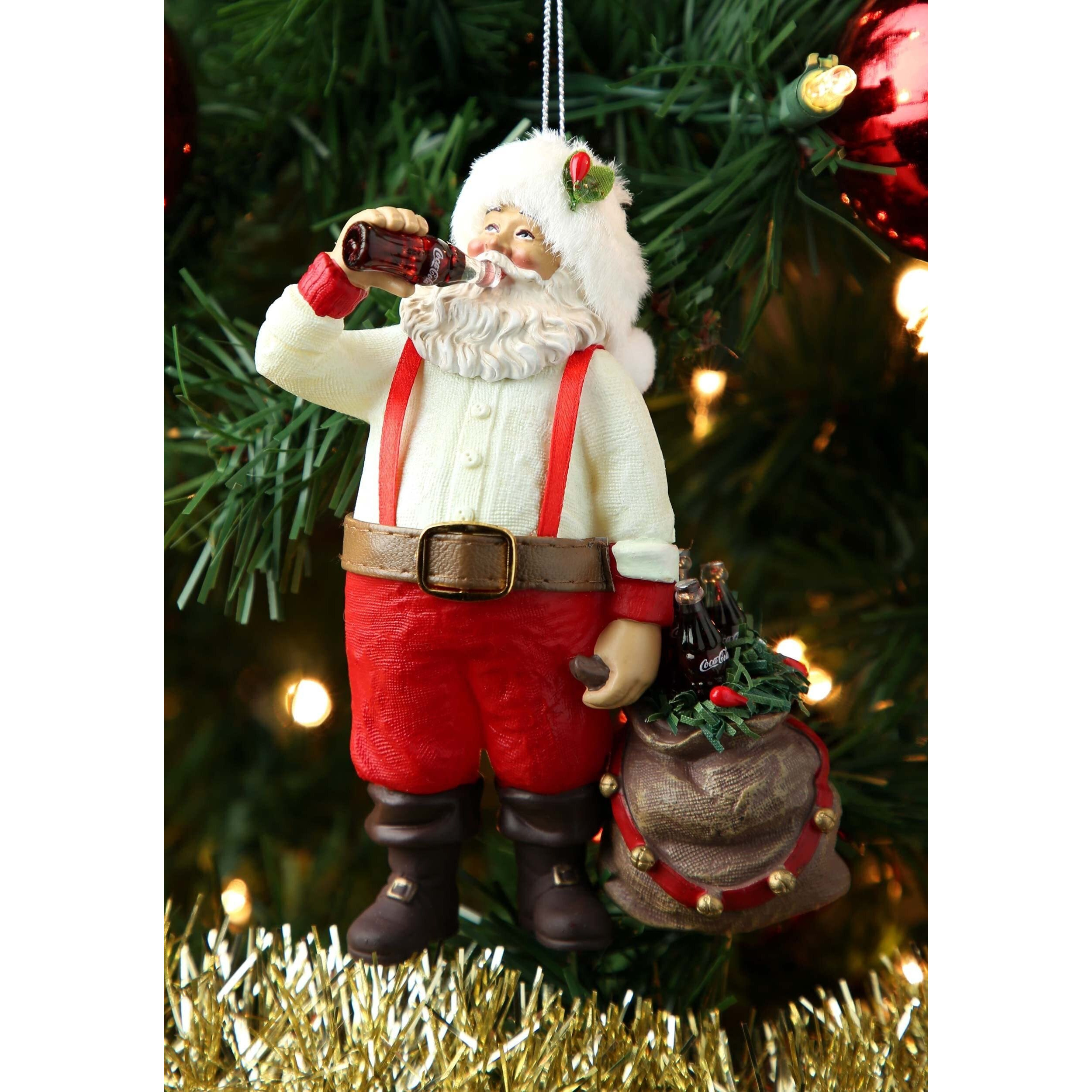 Kurt Adler Cc9162 Santa Drinking Coke Ornament  5.5""