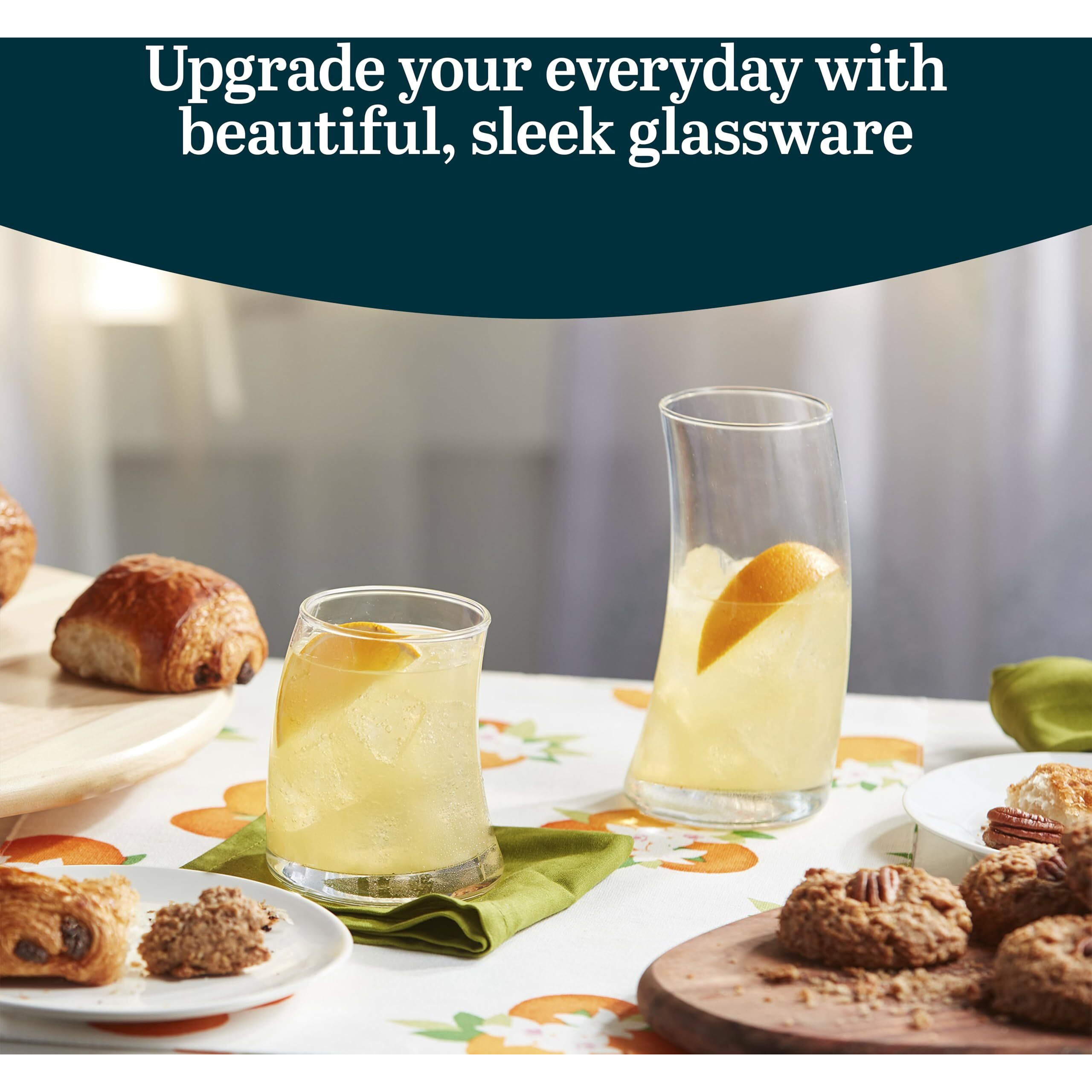 Libbey Swerve Drinking Glasses Set Of 16  Dishwasher Safe  Chip Resistant Everyday Drinking Glasses  Fun And Edgy Set Of Glasses For Special Events