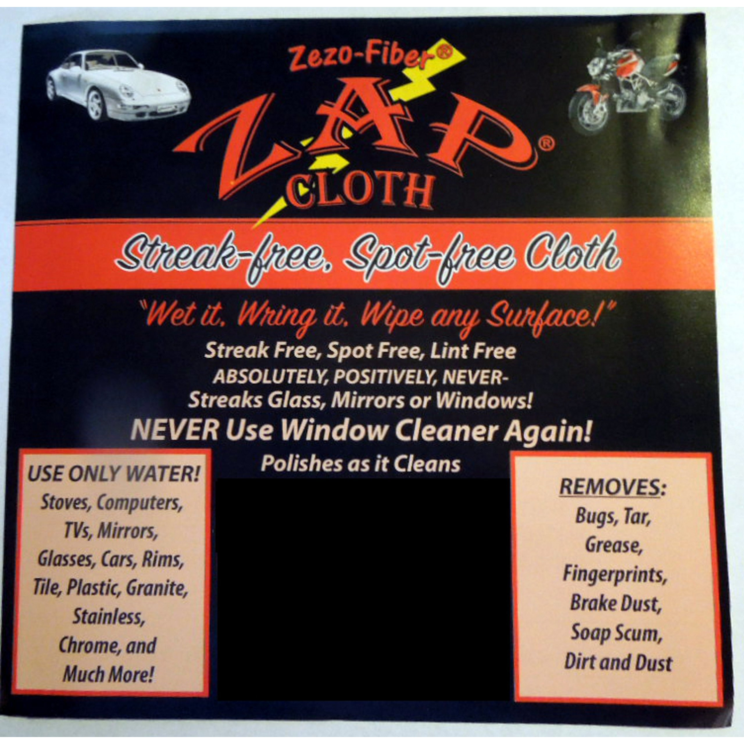 Zap Cloth - Streak Free  Spot Free - 3 Cloths