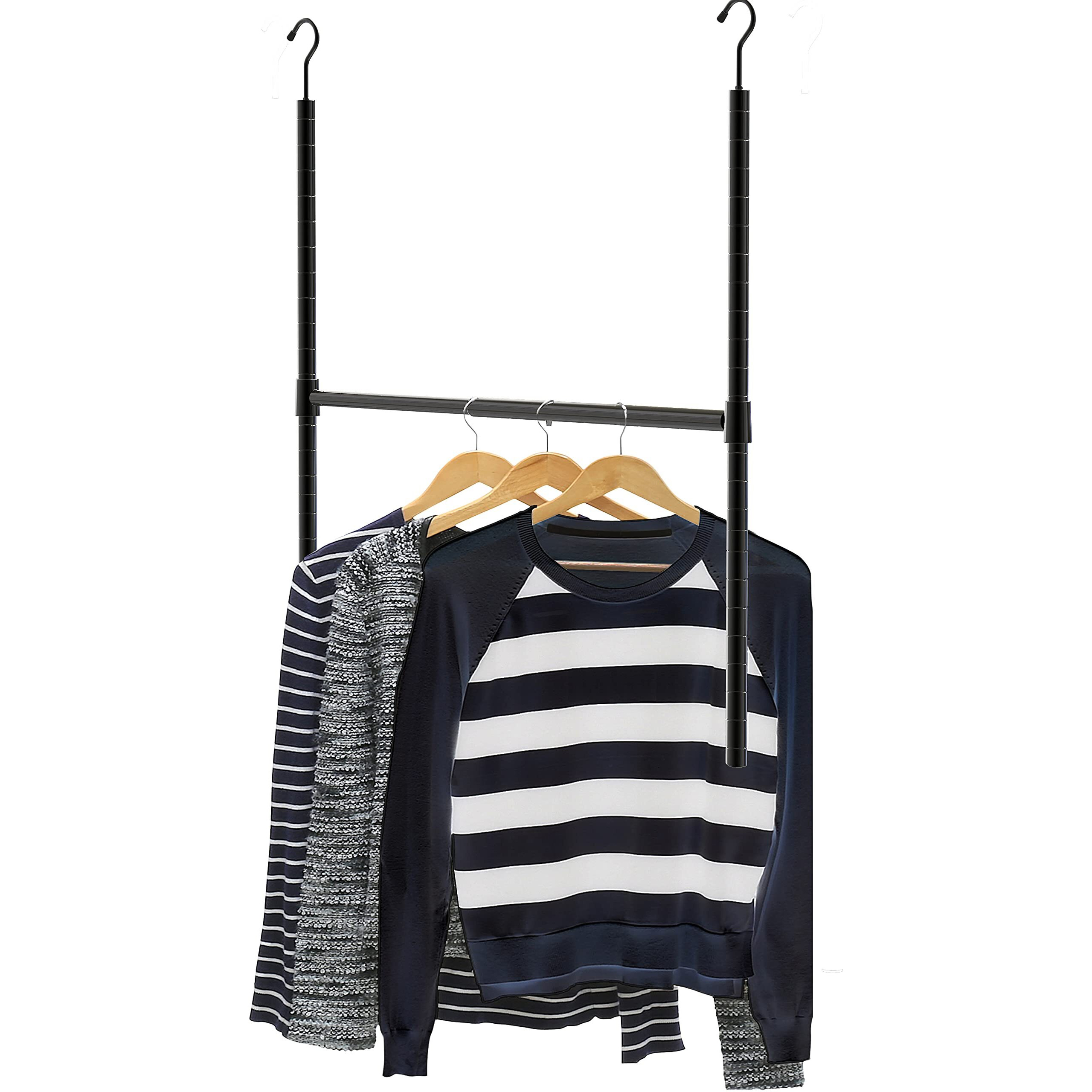 Simple Houseware Adjustable Closet Hanging Rod  Black