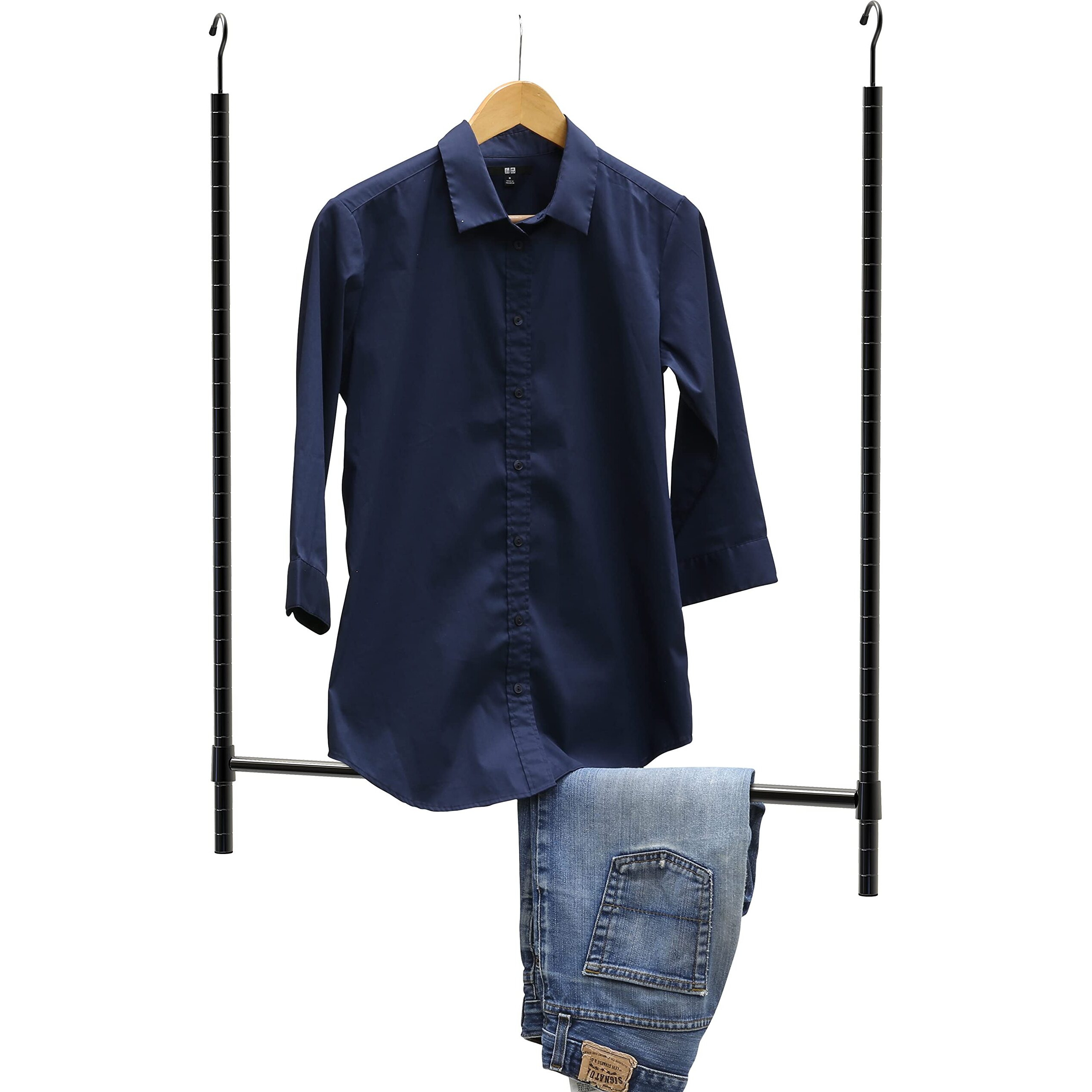 Simple Houseware Adjustable Closet Hanging Rod  Black