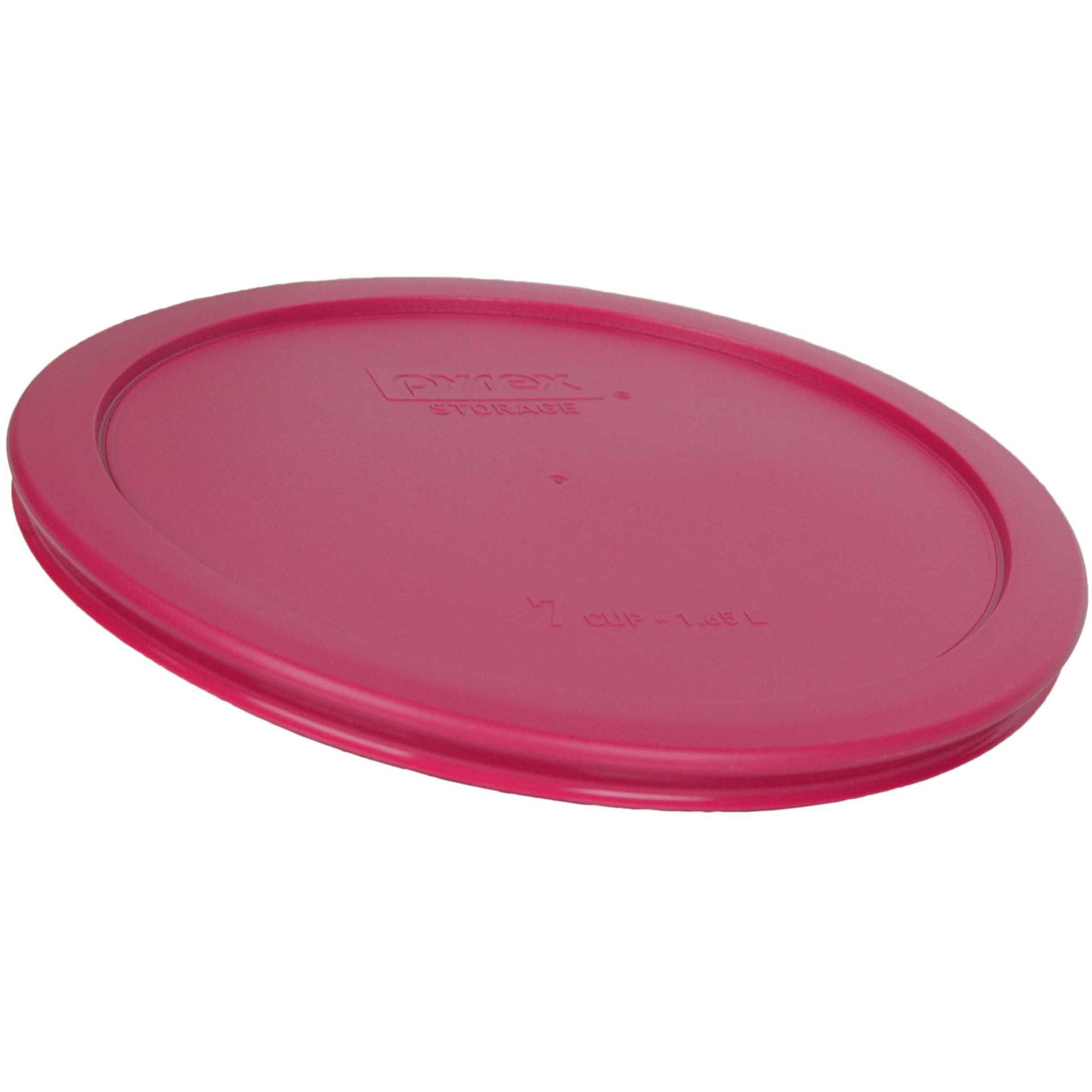 Pyrex 7402-Pc 7 Cup Fuchsia Pink Round Plastic Storage Lid  Made In Usa - 2 Pack