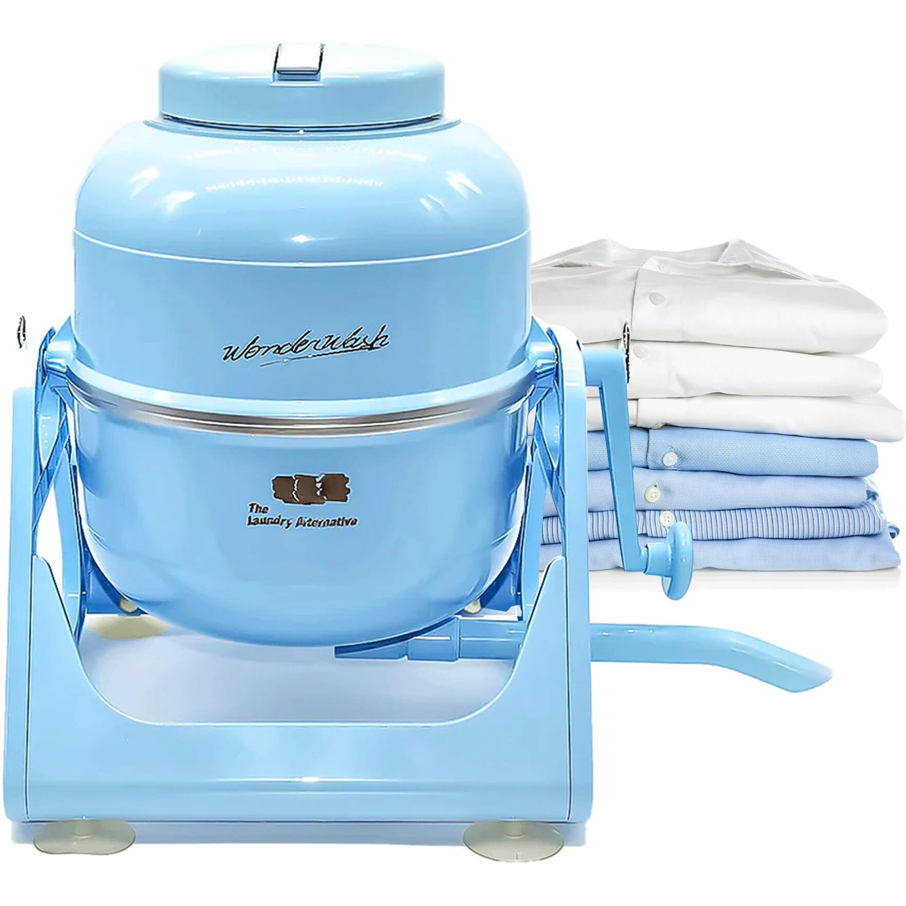 Wonderwash Portable Washing Machine For Apartment & Tiny Spaces - Manual Hand Clothes Washer With Retro Design - Clean Laundry Anywhere With Our Countertop  Non-Electric  Small Washer - Blue