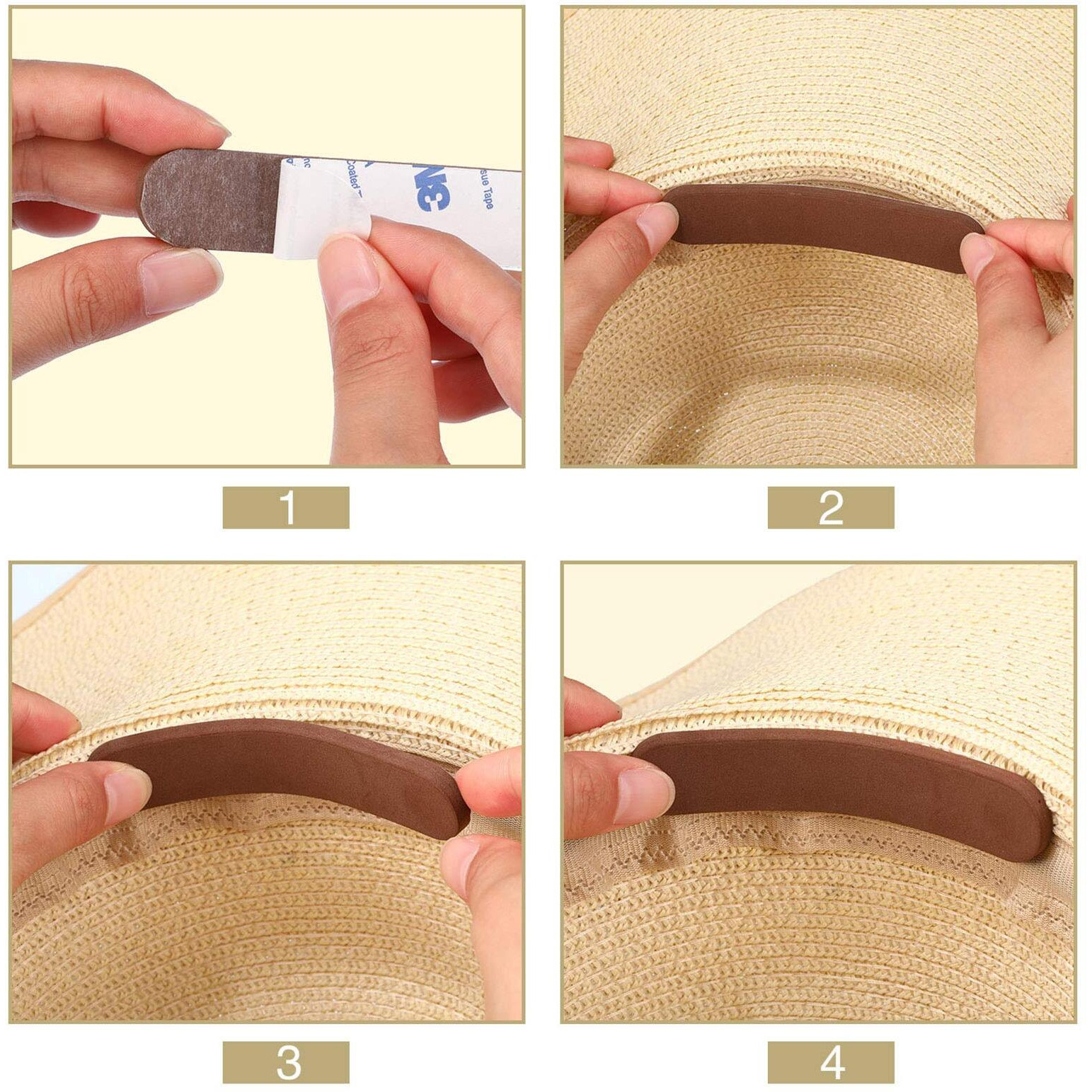 Bememo 20 Pieces Hat Size Tape Hat Size Reducer Foam Reducing Tape For Hats Caps Sweatband