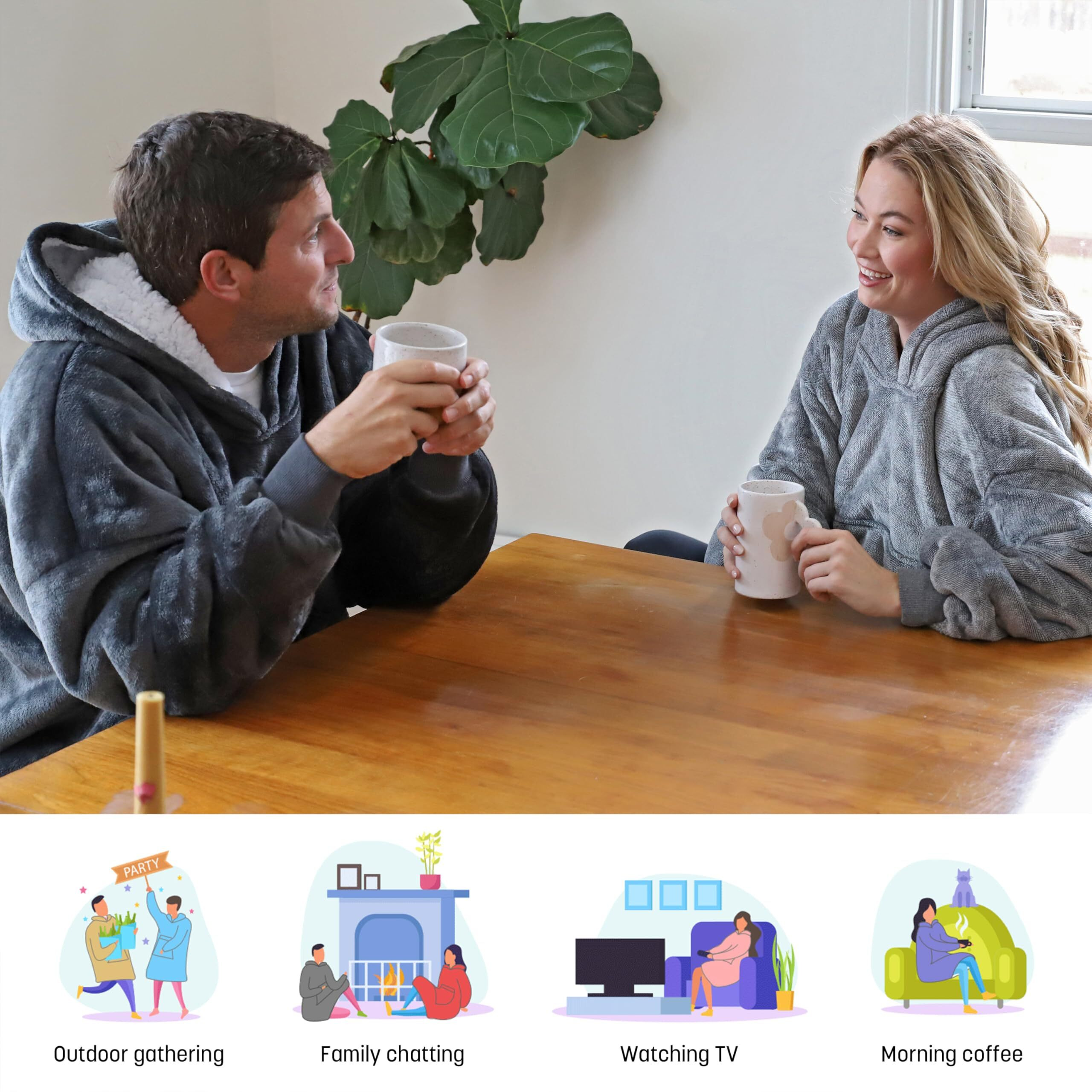 Catalonia Oversized Wearable Blanket Hoodie Sweatshirt  Comfortable Sherpa Lounging Pullover For Adults Men Women Teenagers Wife Girlfriend Gift