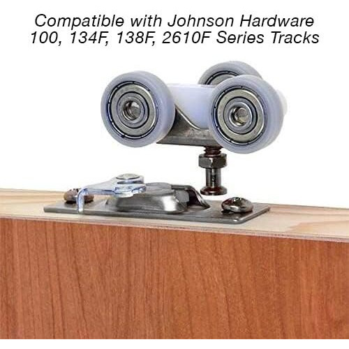 Johnson Hardware Sliding Door/Pocket Door Hanger Ball Bearing 1125-1 Inch Wheel  200 Lb Capacity