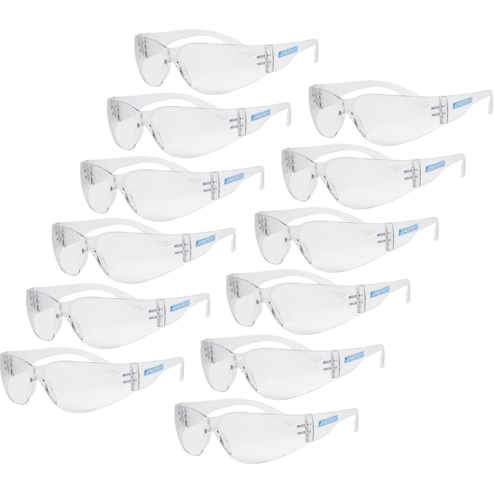 Jorestech Eyewear Protective Safety Glasses  Polycarbonate Impact Resistant Lens Pack Of 12 (Clear)