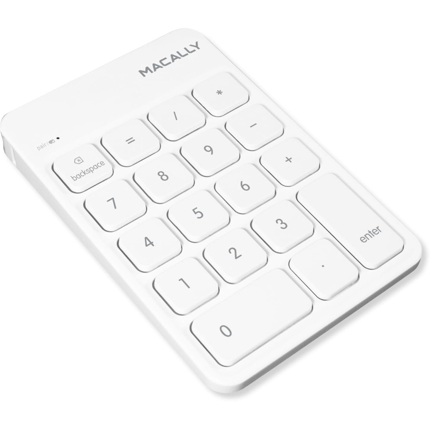 Macally Bluetooth Number Pad For Laptop  Apple  Mac  Imac  Macbook Pro/Air  Ipad  Windows Pc  Tablet  Or Desktop Computer - Rechargeable 18 Key Wireless Numeric Keypad - White Bluetooth 10 Key Numpad