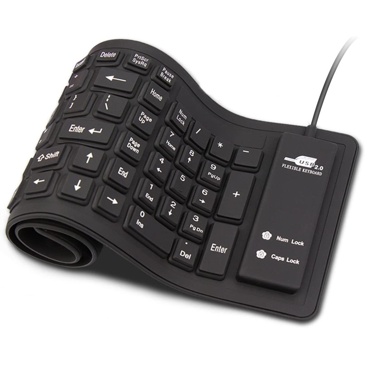 Sungwoo Foldable Silicone Keyboard Usb Wired Waterproof Rollup Keyboard For Pc Notebook Laptop (All Black)