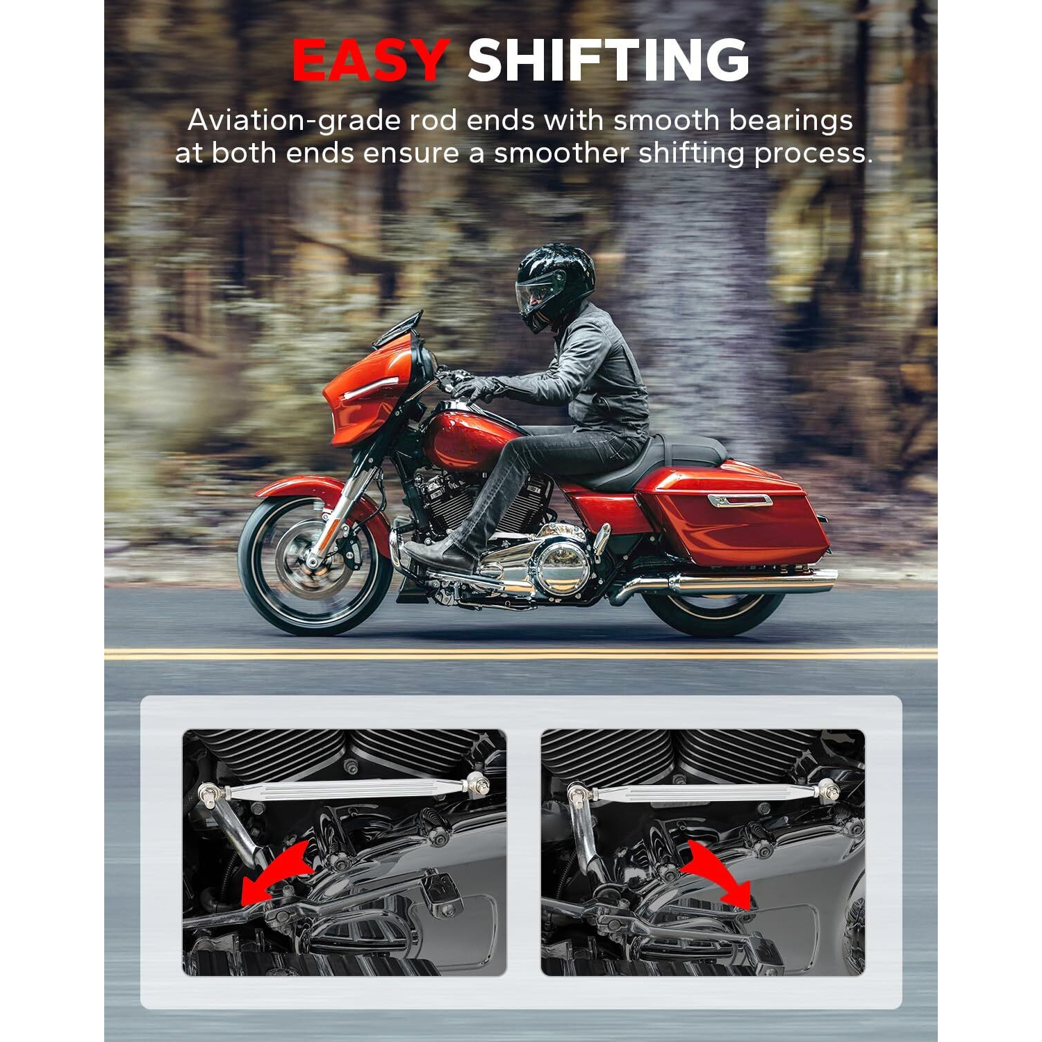 Amazicha Chrome Shift Linkage Compatible For Harley Davidson Softail Dyna Road King Electra Glide Street Glide Touring 1980-2024