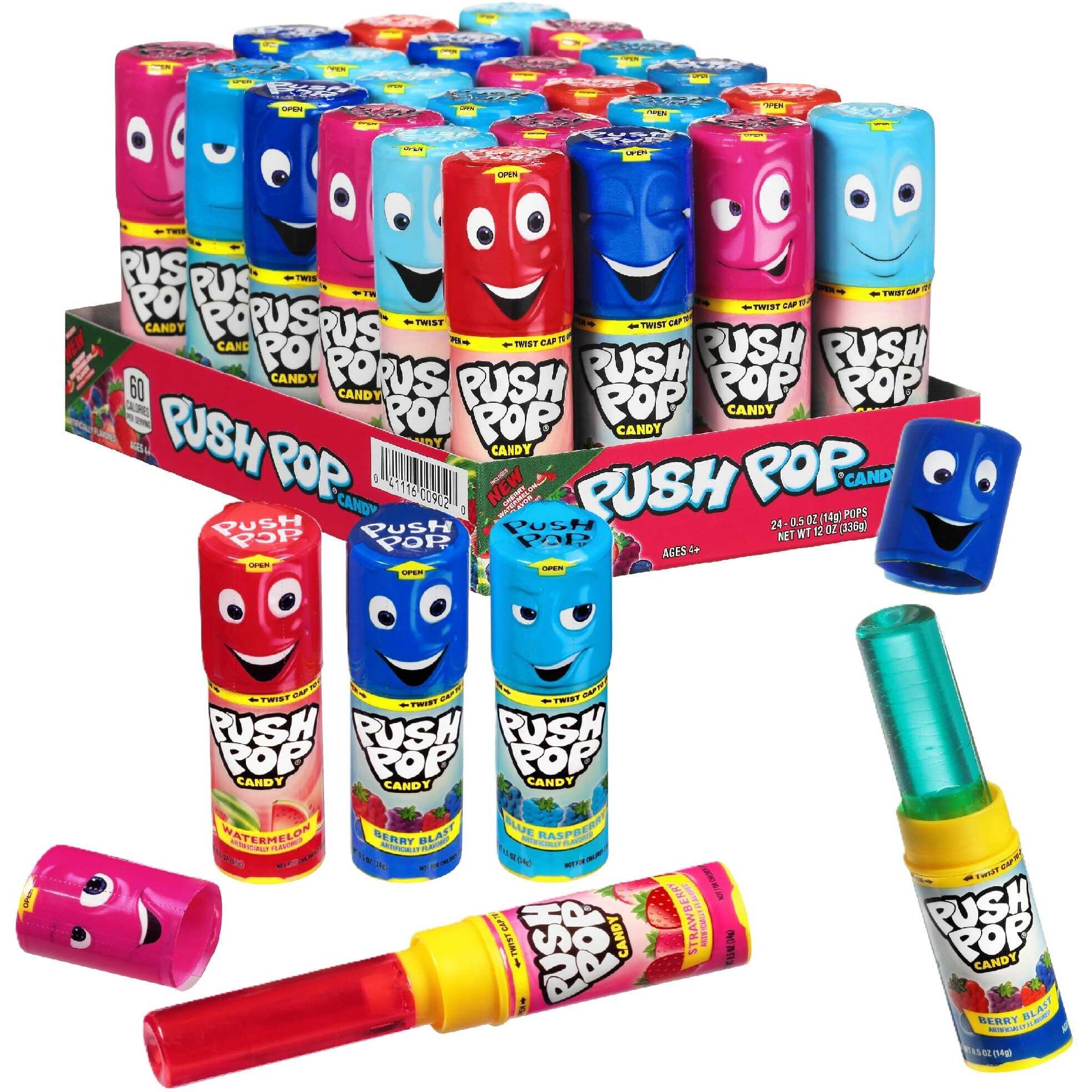 Push Pop Halloween Candy - Individually Wrapped Bulk Lollipops - 24 Ct Hard Candy In Assorted Flavors  Fun Candy For Kids  Party Favors And Gifts  Halloween Candy Bowls  Trick Or Treat Goodie Bags