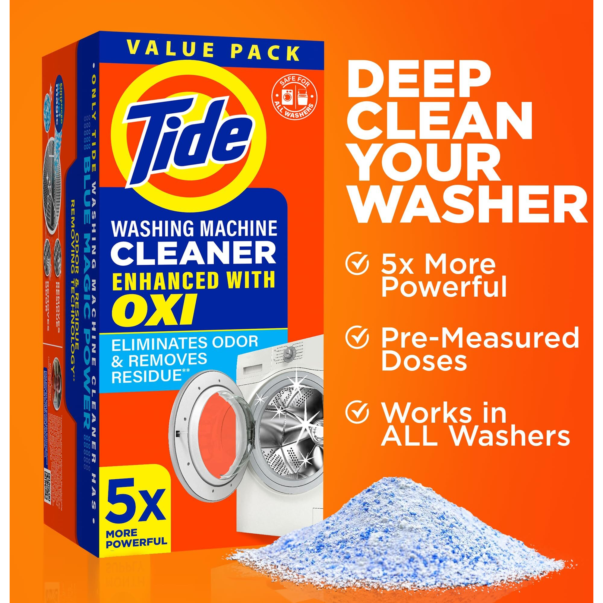 Tide Washing Machine Cleaner  Washer Machine Cleaner With Oxi For Front And Top Loader Washer Machines  Deep Cleaning Residue & Odor Eliminator  7 Month Supply
