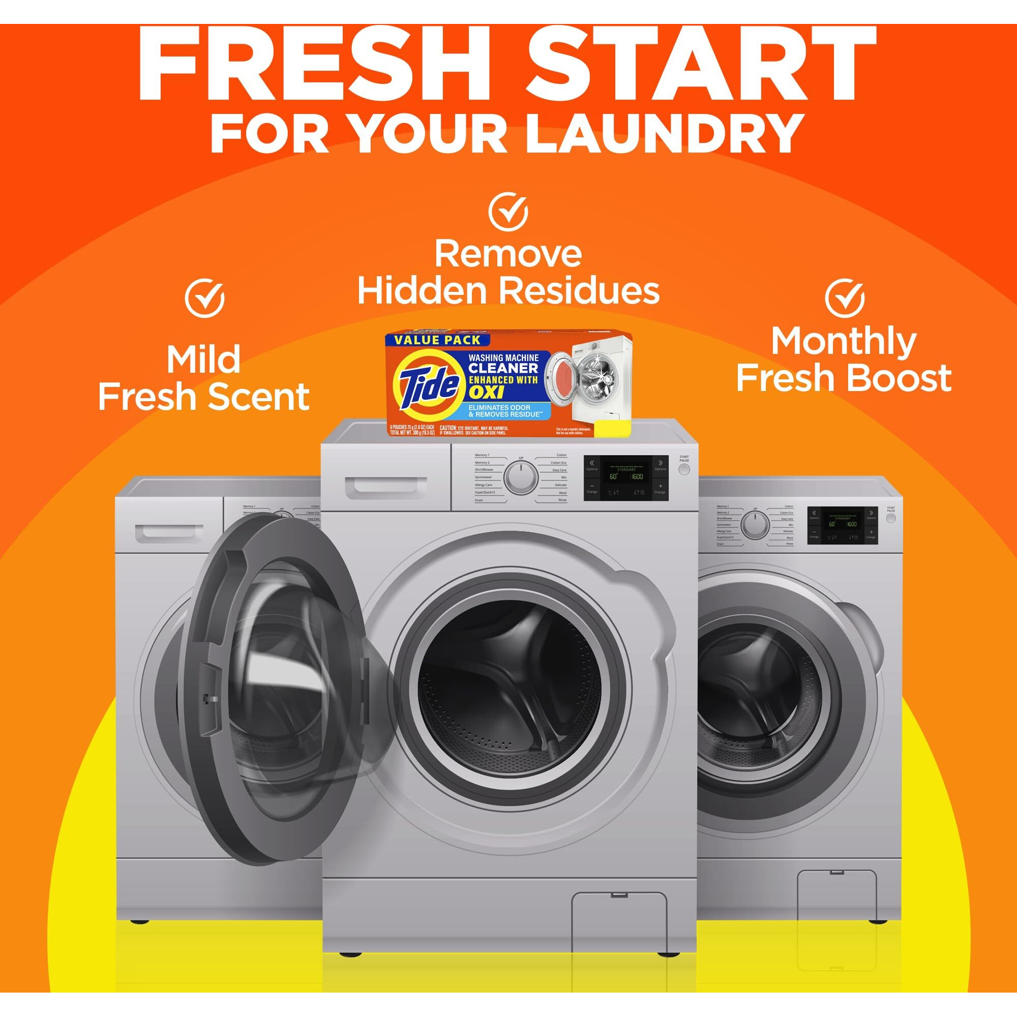 Tide Washing Machine Cleaner  Washer Machine Cleaner With Oxi For Front And Top Loader Washer Machines  Deep Cleaning Residue & Odor Eliminator  7 Month Supply