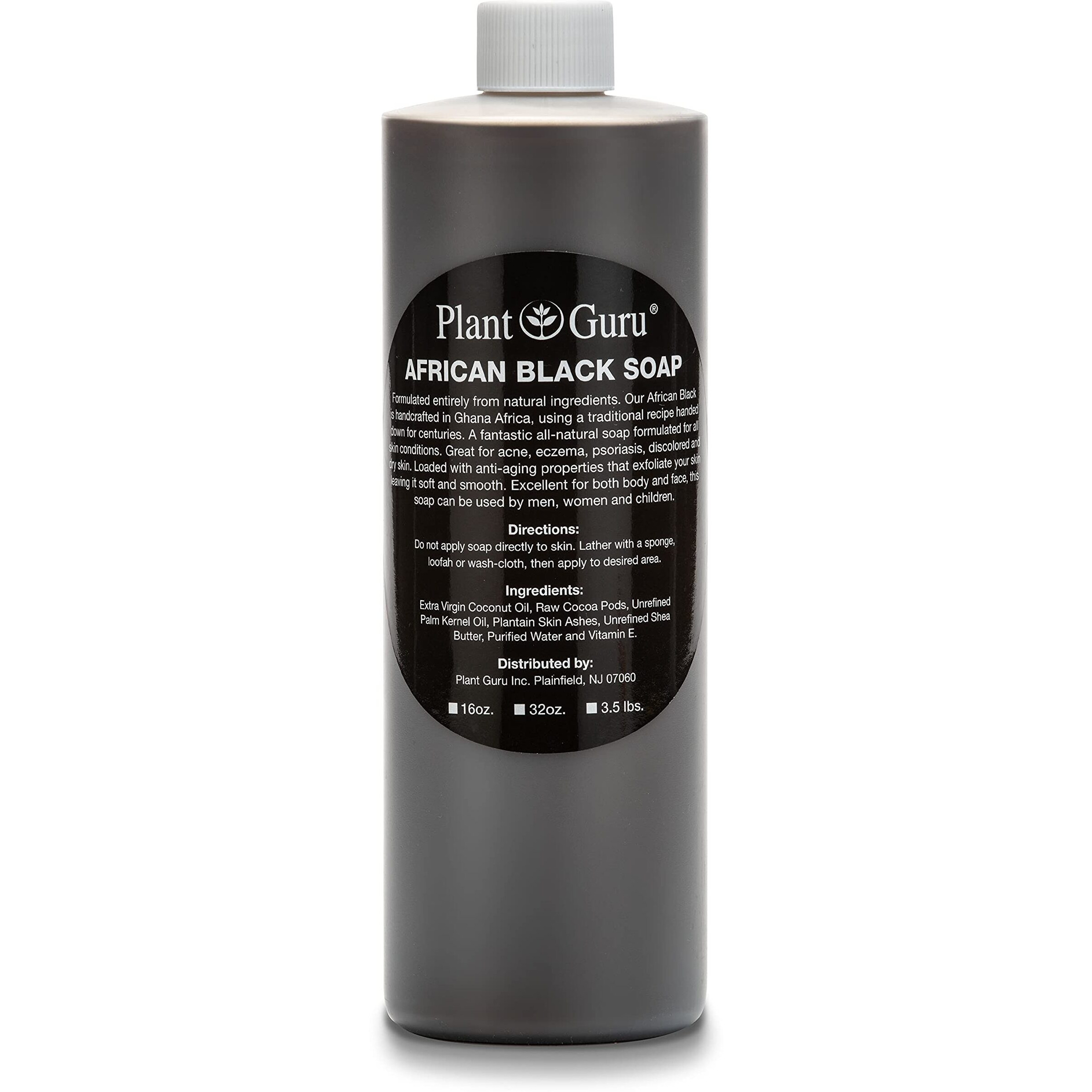 African Black Soap Liquid 16 Fl. Oz. 100% Raw Pure Natural From Ghana. Acne Treatment  Aids Against Eczema & Psoriasis  Dry Skin  Scars And Dark Spots. Great For Pimples  Blackhead  Face & Body Wash.