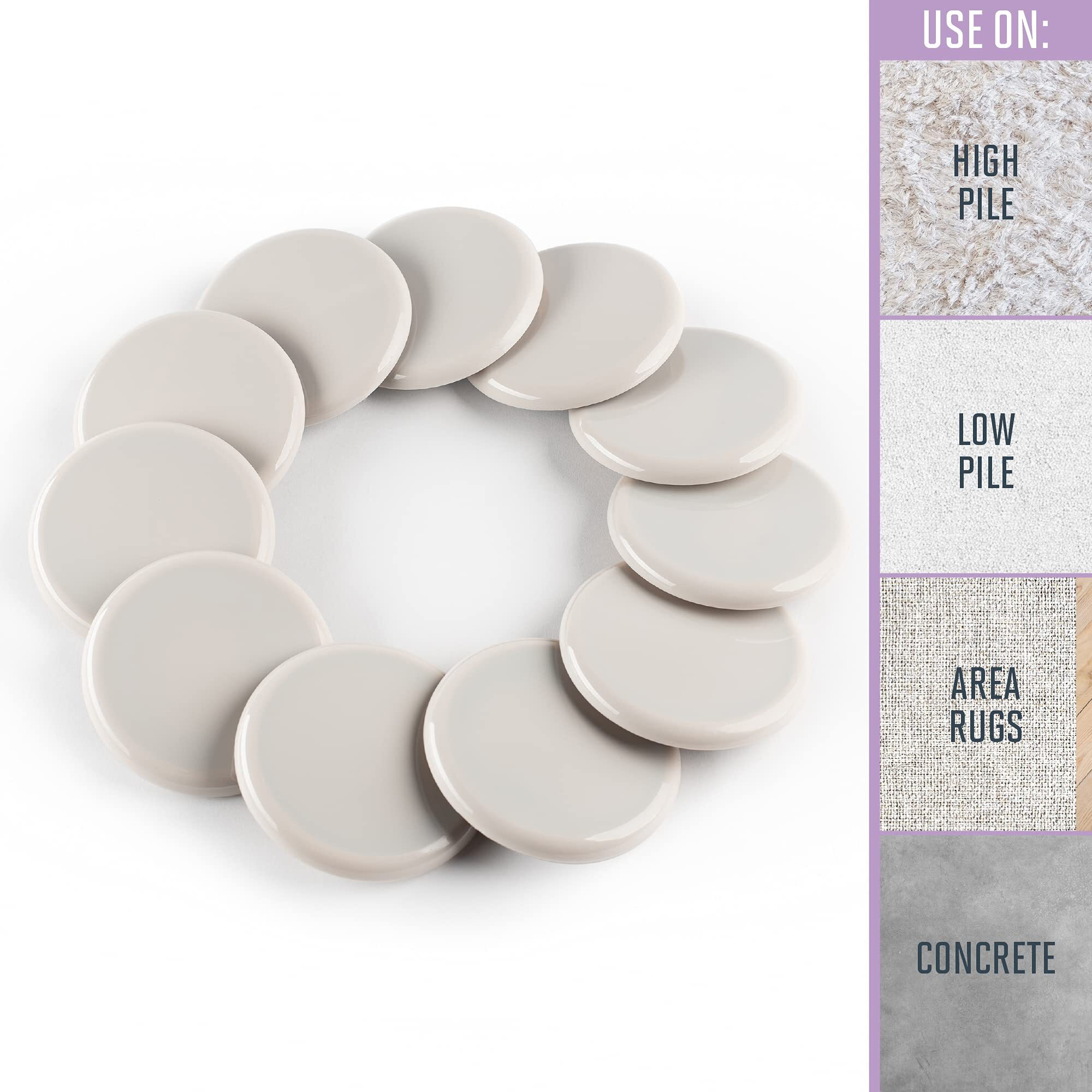 Super Sliders 3 1/2"" Round Reusable Furniture Sliders For Carpet - Effortless Moving And Surface Protection  Beige (16 Pack)